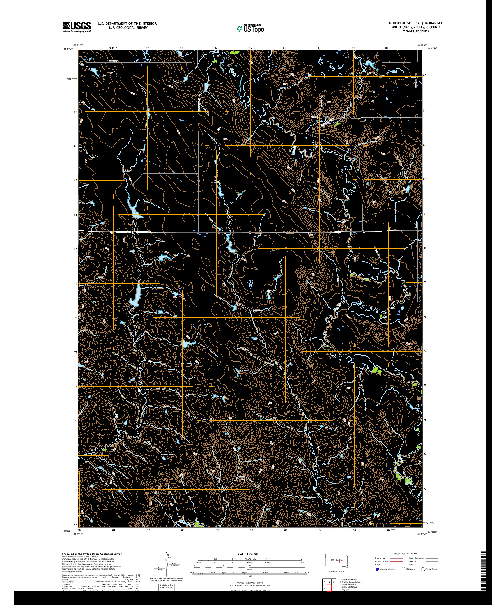 USGS US TOPO 7.5-MINUTE MAP FOR NORTH OF SHELBY, SD 2021