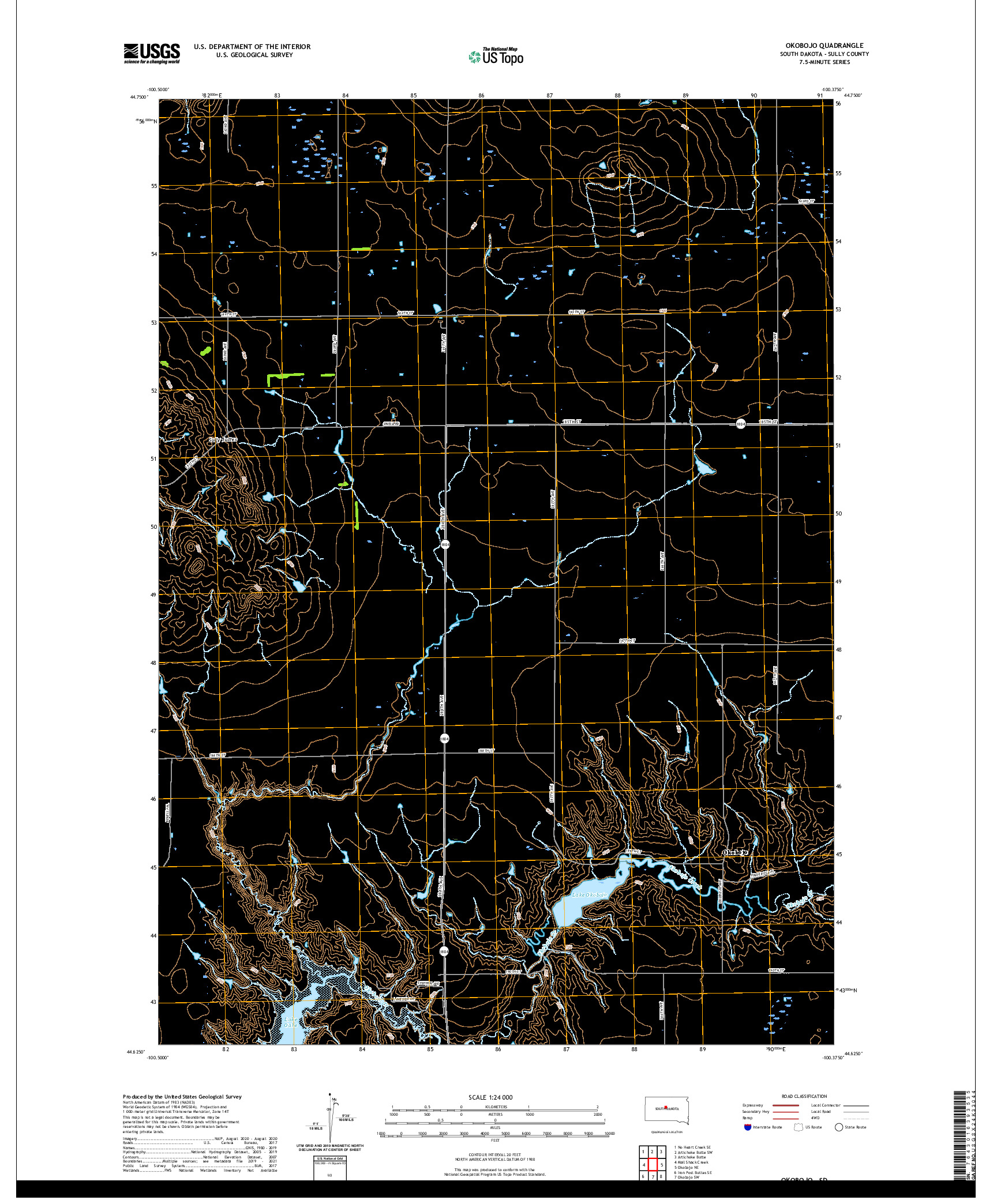 USGS US TOPO 7.5-MINUTE MAP FOR OKOBOJO, SD 2021