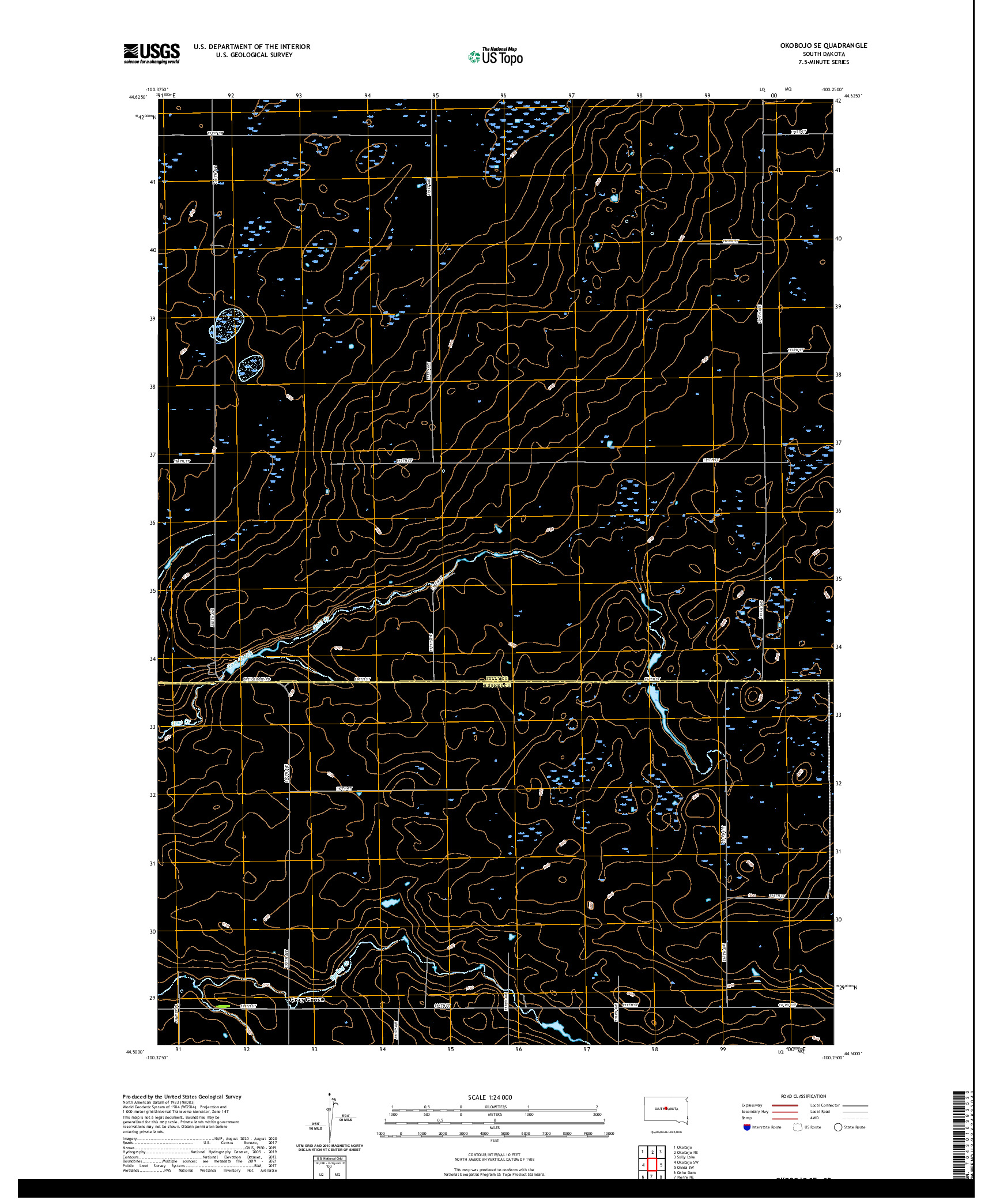 USGS US TOPO 7.5-MINUTE MAP FOR OKOBOJO SE, SD 2021