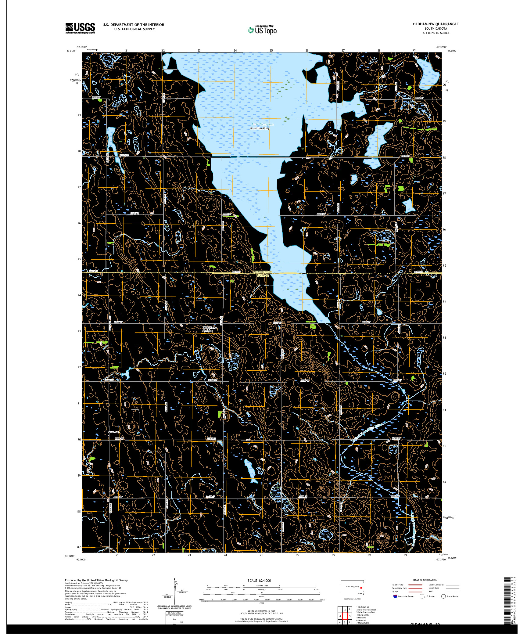 USGS US TOPO 7.5-MINUTE MAP FOR OLDHAM NW, SD 2021