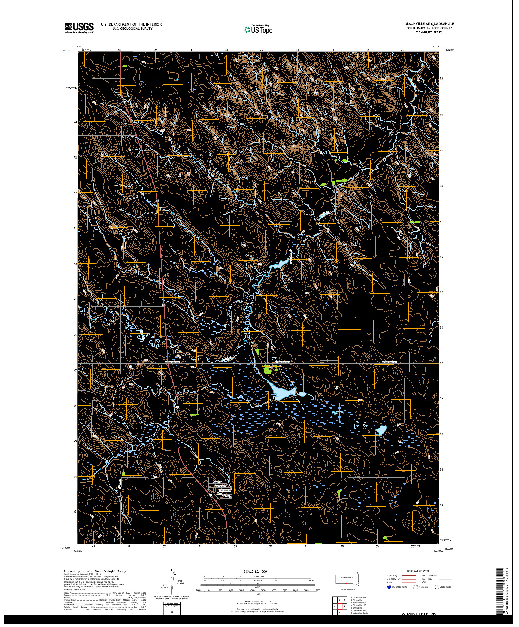 USGS US TOPO 7.5-MINUTE MAP FOR OLSONVILLE SE, SD 2021