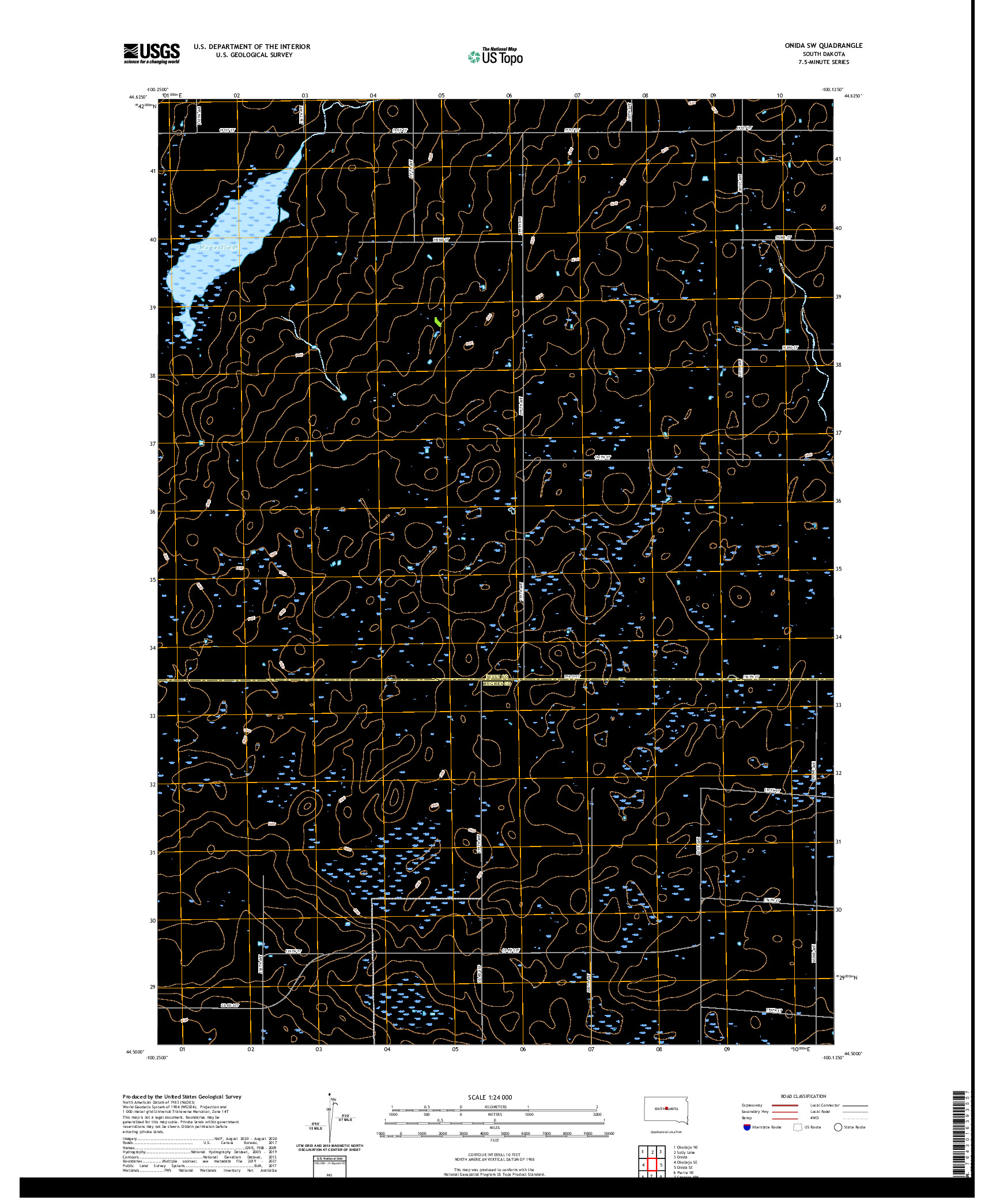 USGS US TOPO 7.5-MINUTE MAP FOR ONIDA SW, SD 2021