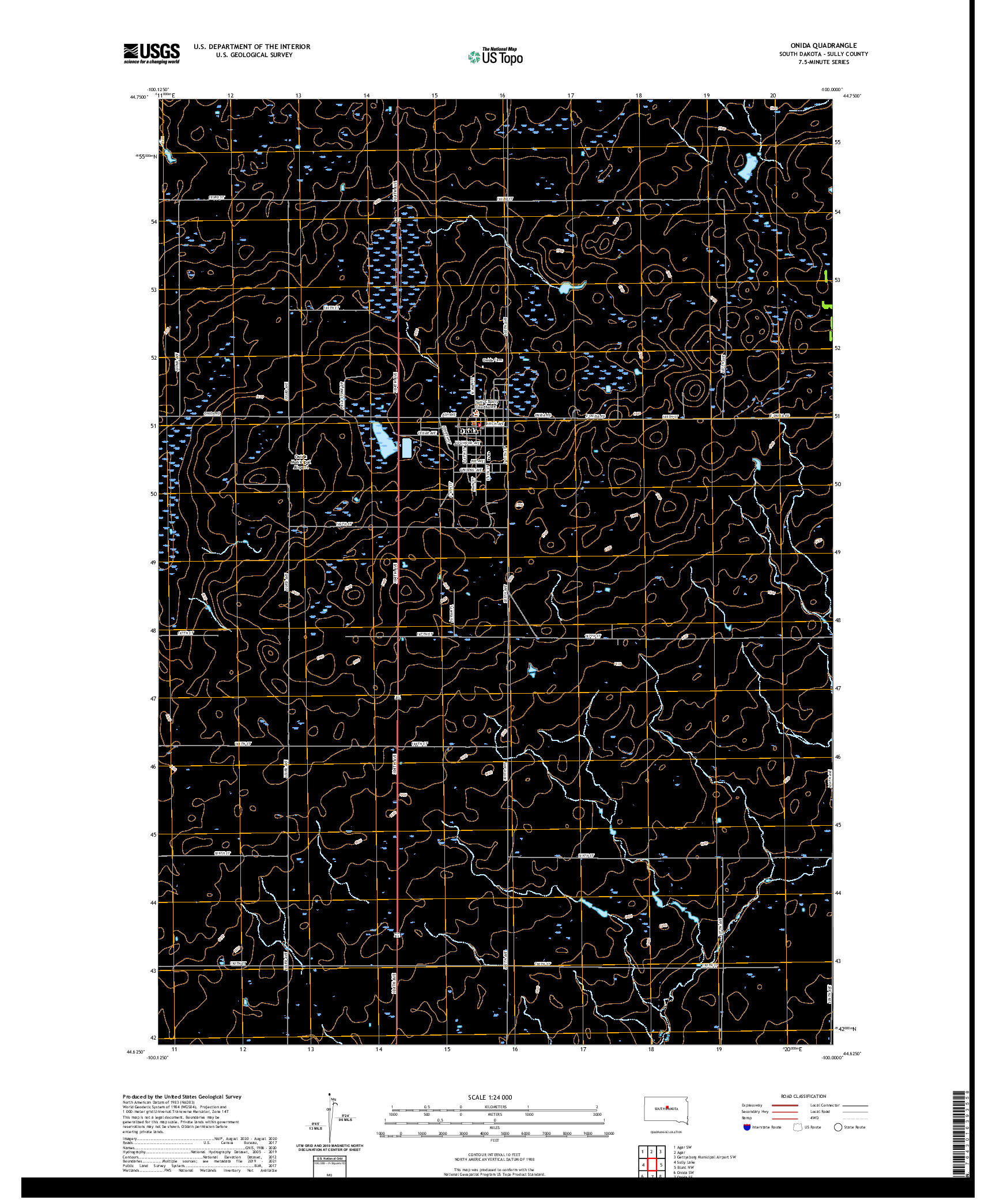 USGS US TOPO 7.5-MINUTE MAP FOR ONIDA, SD 2021