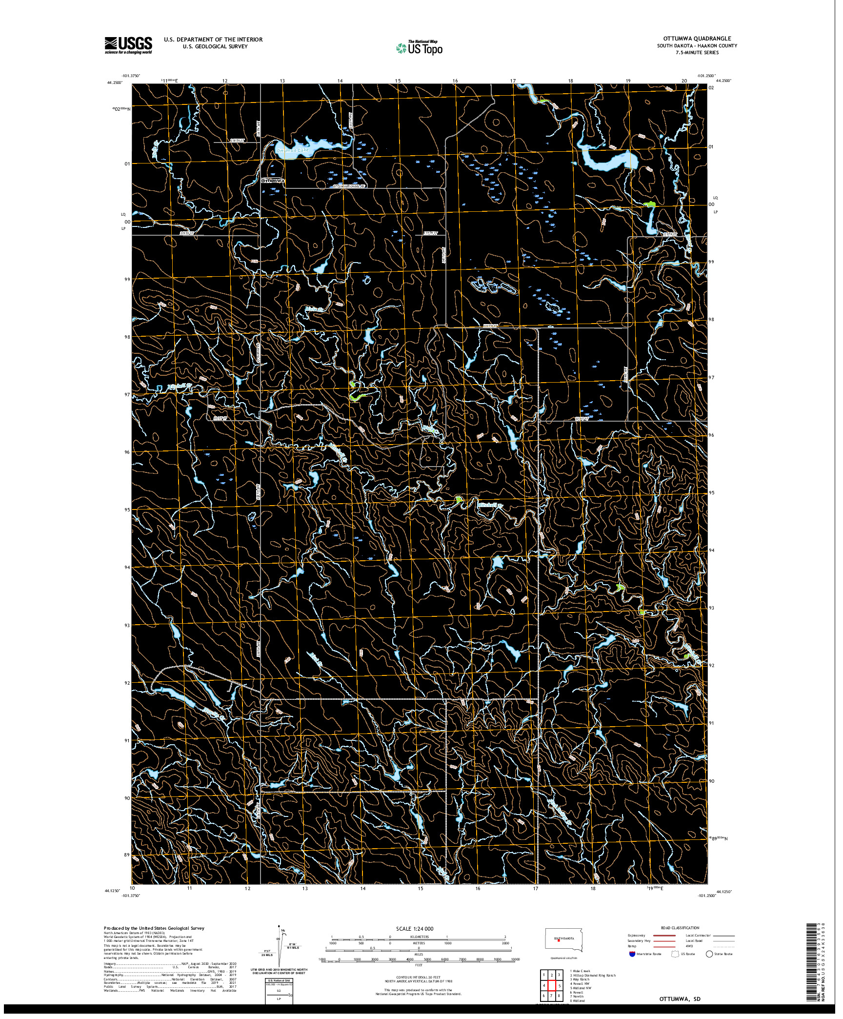 USGS US TOPO 7.5-MINUTE MAP FOR OTTUMWA, SD 2021