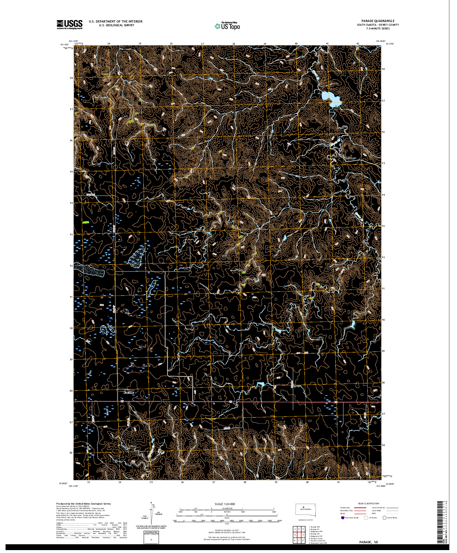 USGS US TOPO 7.5-MINUTE MAP FOR PARADE, SD 2021