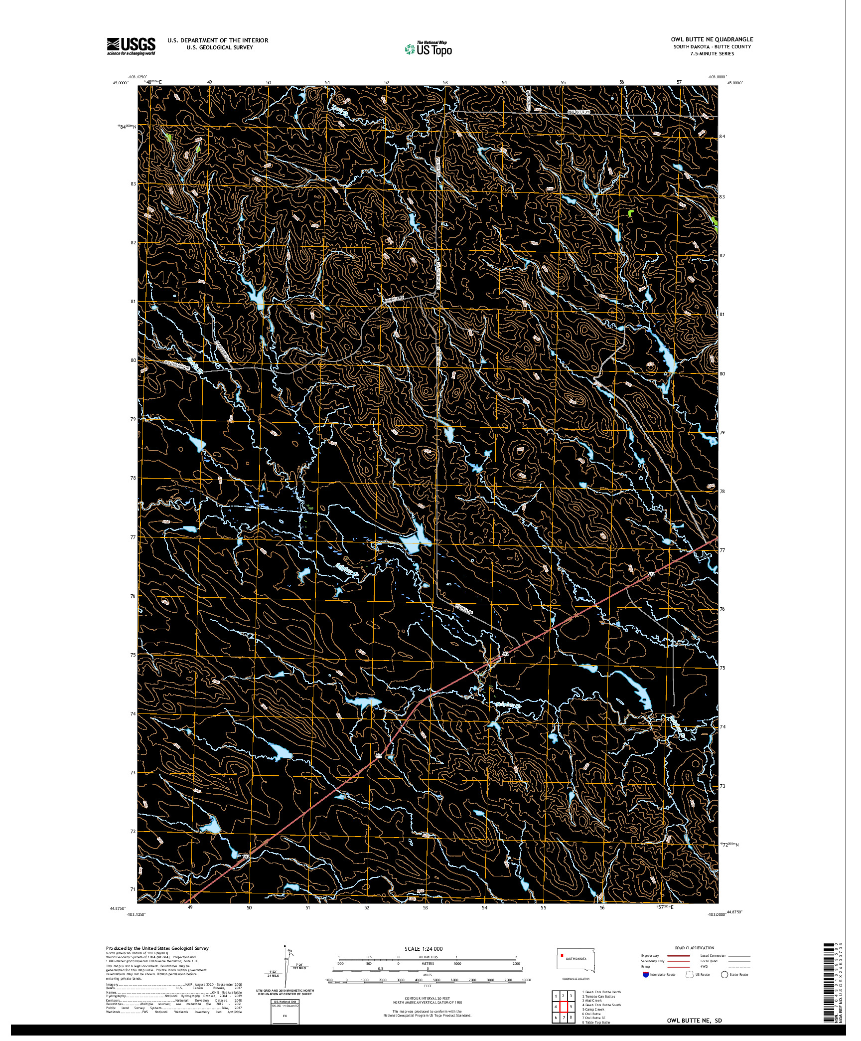 USGS US TOPO 7.5-MINUTE MAP FOR OWL BUTTE NE, SD 2021