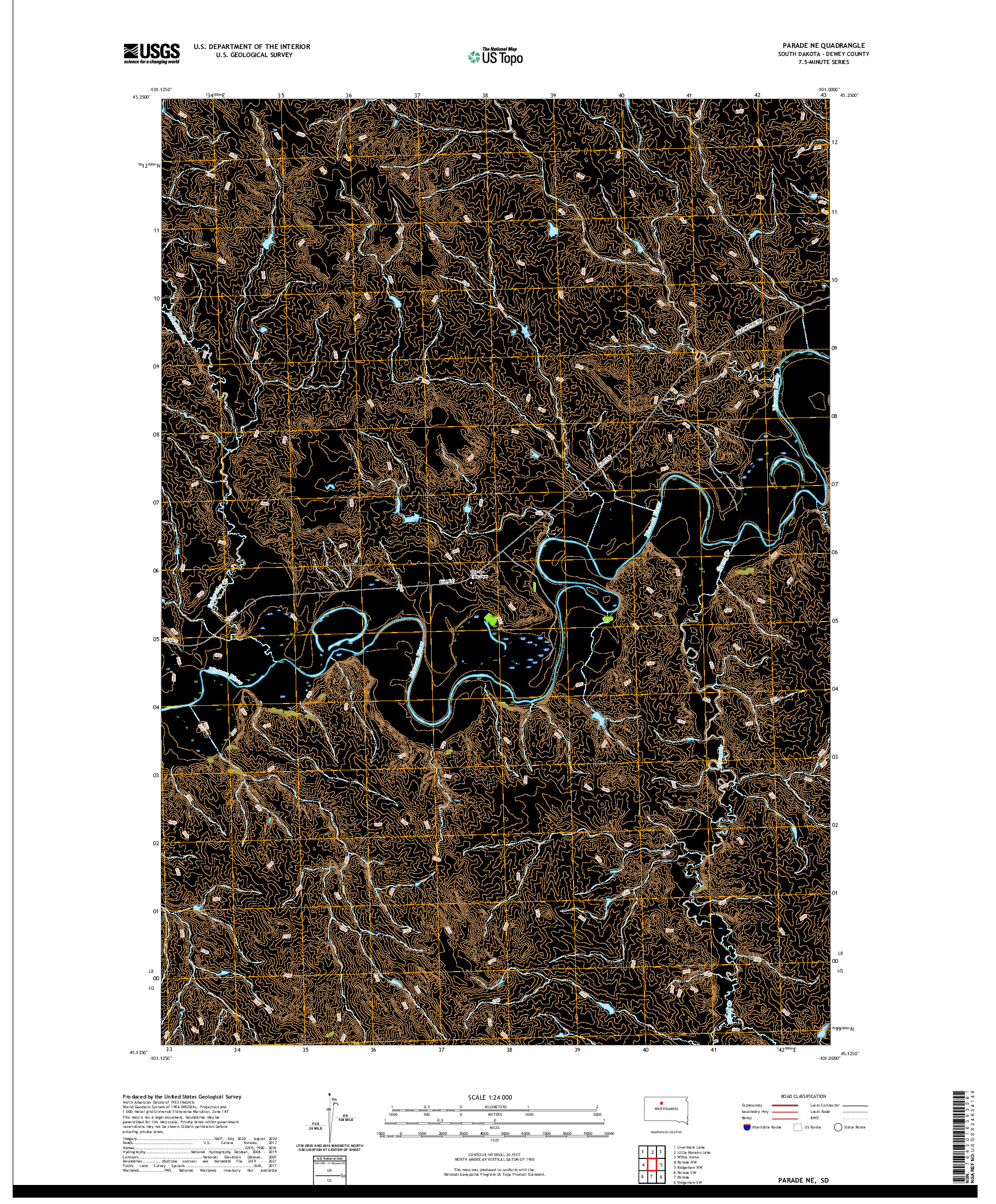 USGS US TOPO 7.5-MINUTE MAP FOR PARADE NE, SD 2021