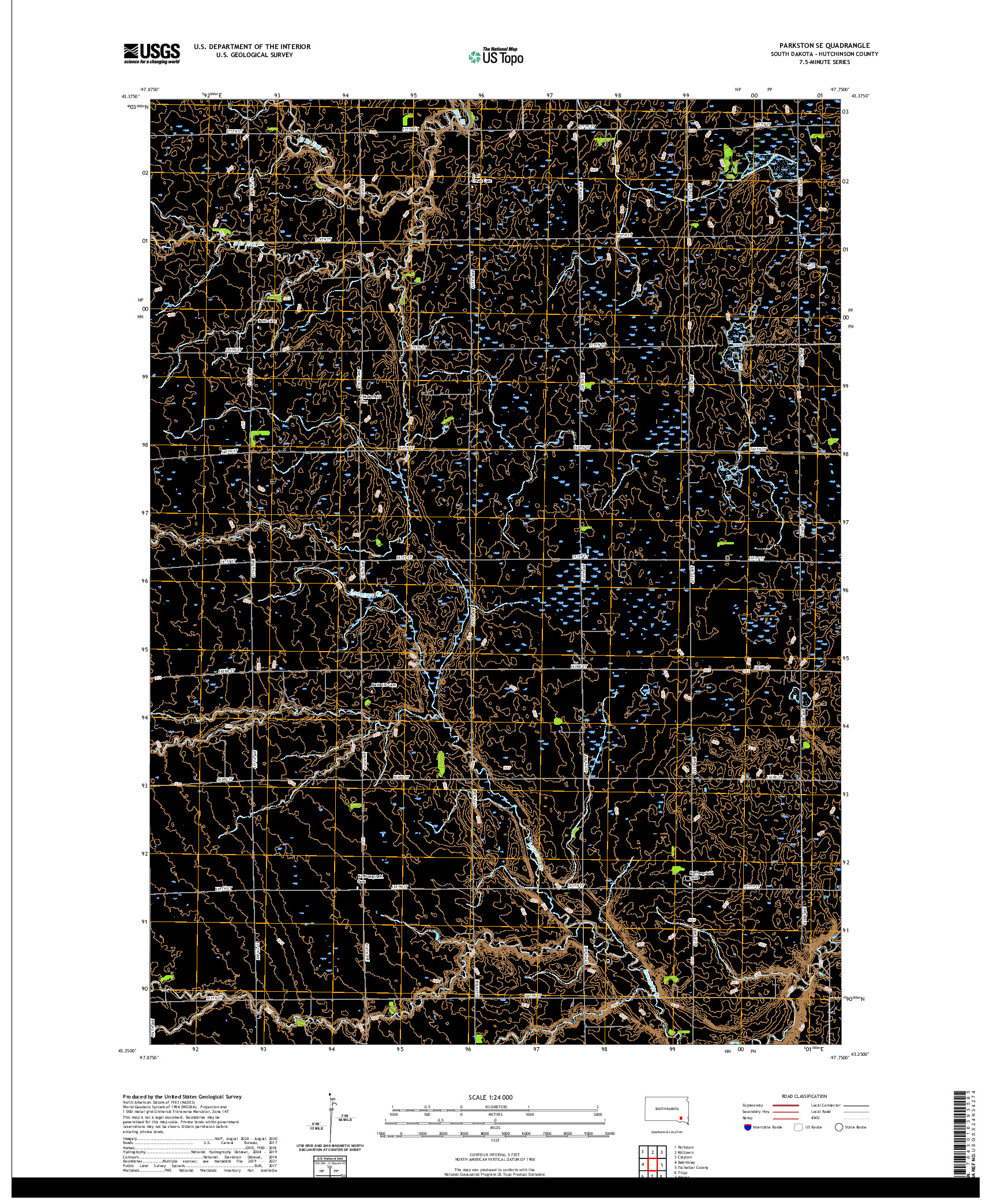 USGS US TOPO 7.5-MINUTE MAP FOR PARKSTON SE, SD 2021