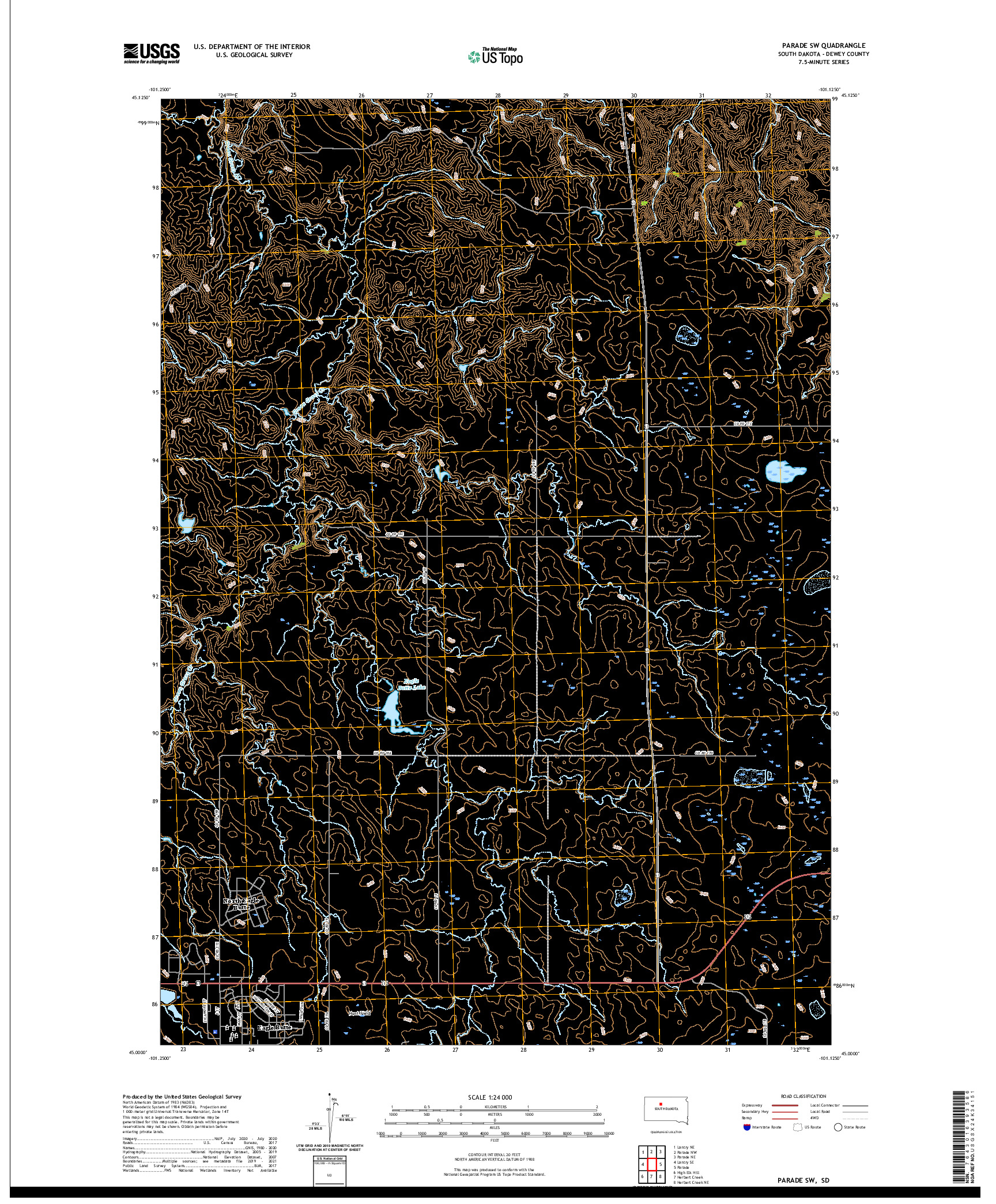 USGS US TOPO 7.5-MINUTE MAP FOR PARADE SW, SD 2021
