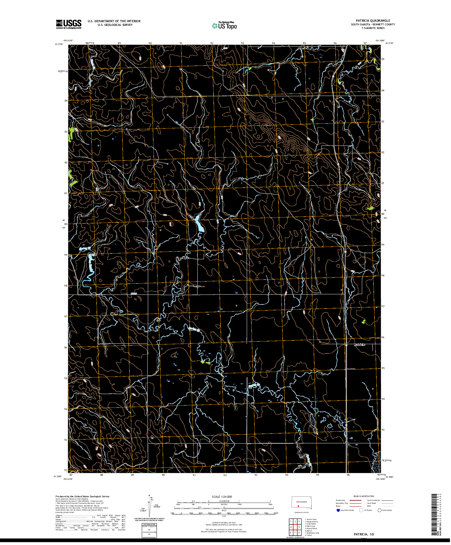 USGS US TOPO 7.5-MINUTE MAP FOR PATRICIA, SD 2021