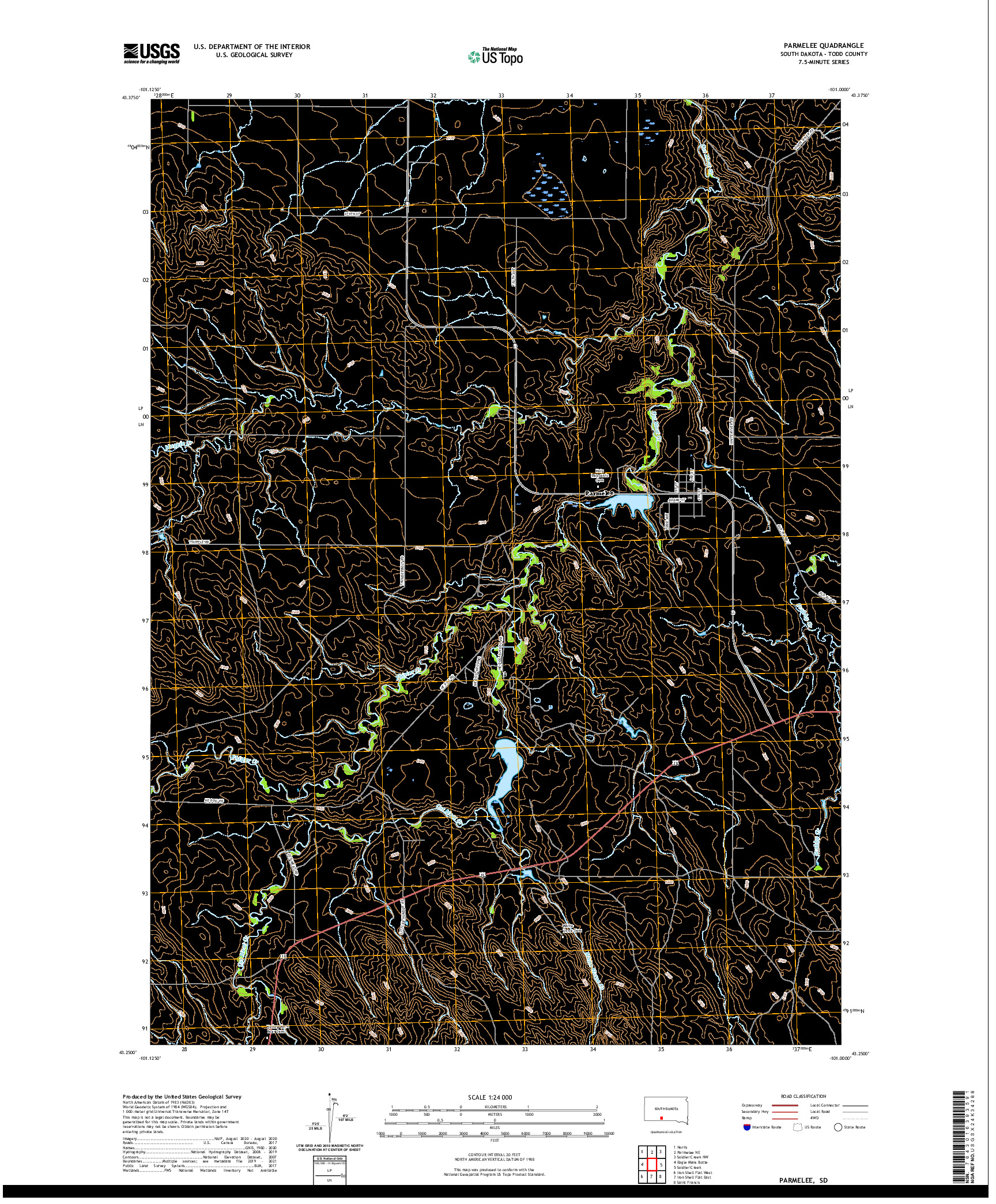 USGS US TOPO 7.5-MINUTE MAP FOR PARMELEE, SD 2021