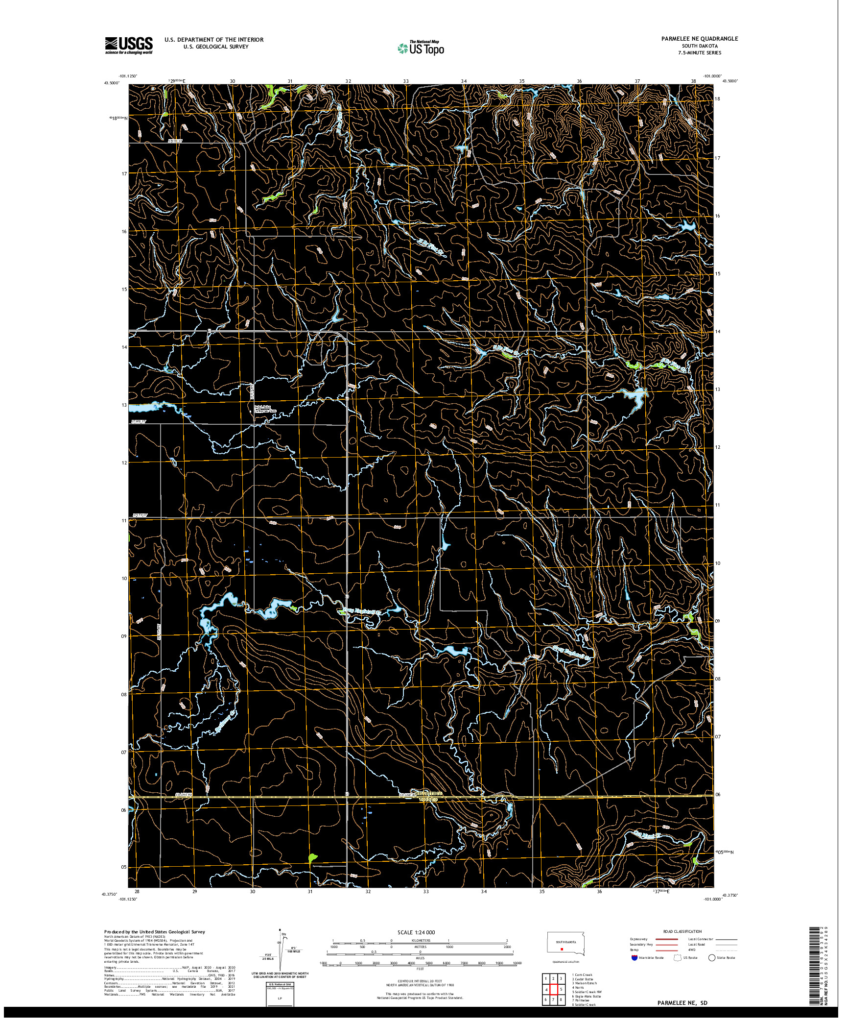 USGS US TOPO 7.5-MINUTE MAP FOR PARMELEE NE, SD 2021