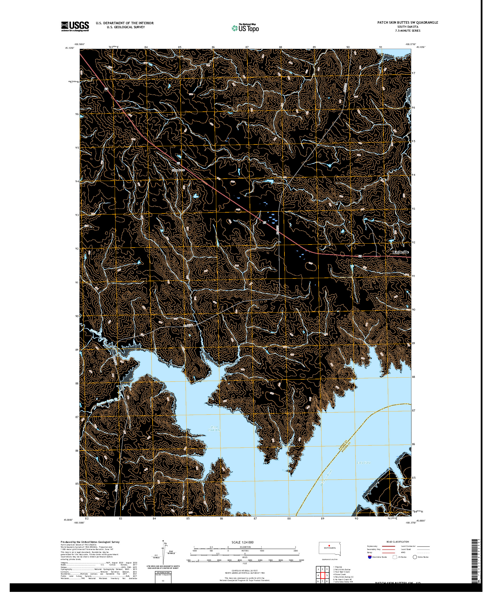 USGS US TOPO 7.5-MINUTE MAP FOR PATCH SKIN BUTTES SW, SD 2021