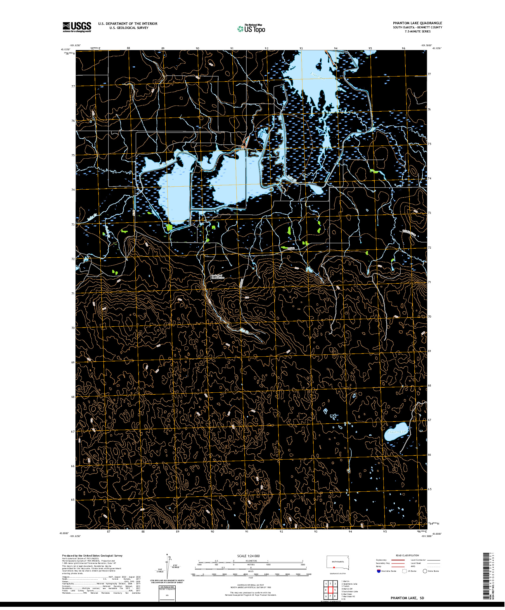 USGS US TOPO 7.5-MINUTE MAP FOR PHANTOM LAKE, SD 2021