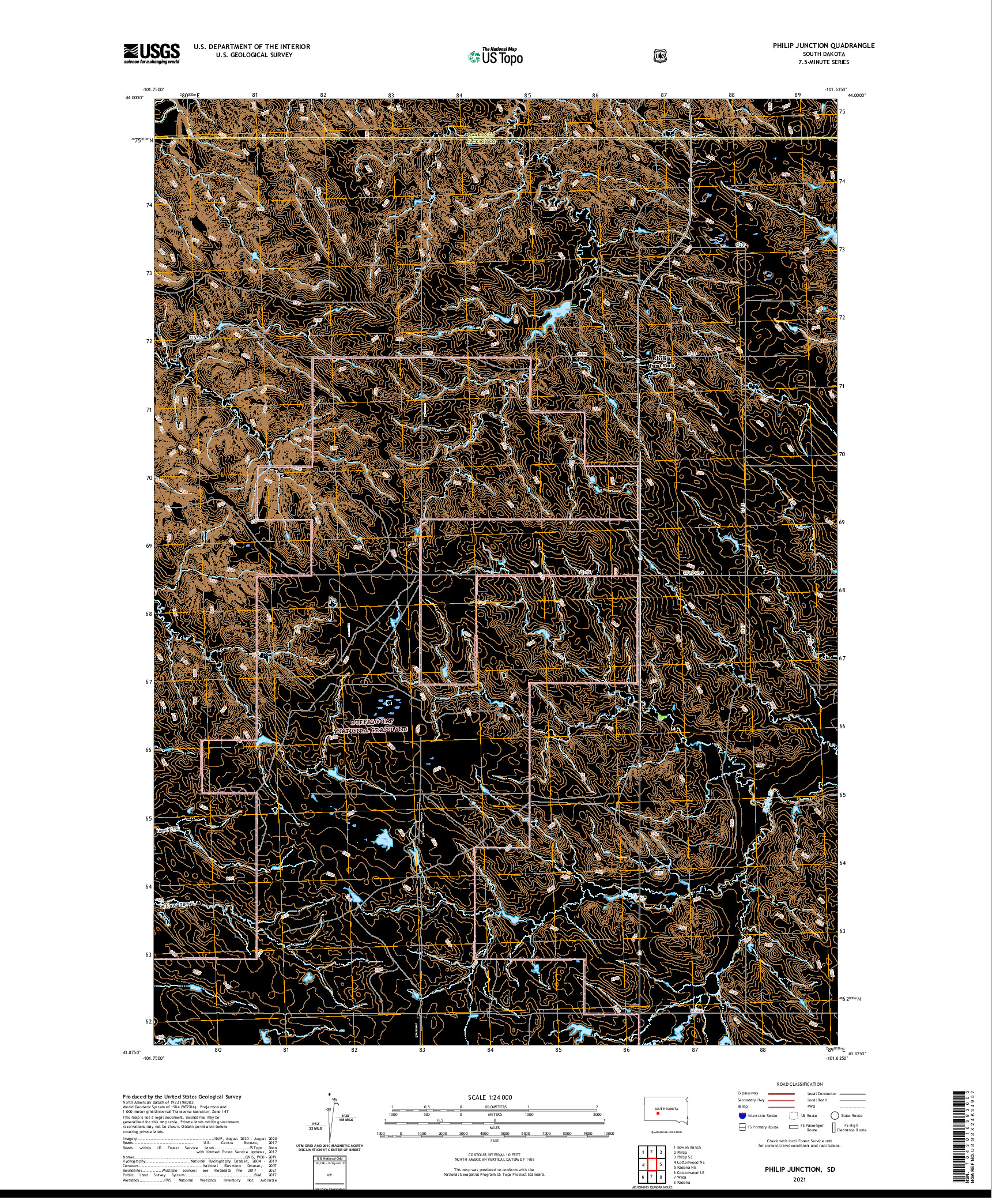USGS US TOPO 7.5-MINUTE MAP FOR PHILIP JUNCTION, SD 2021