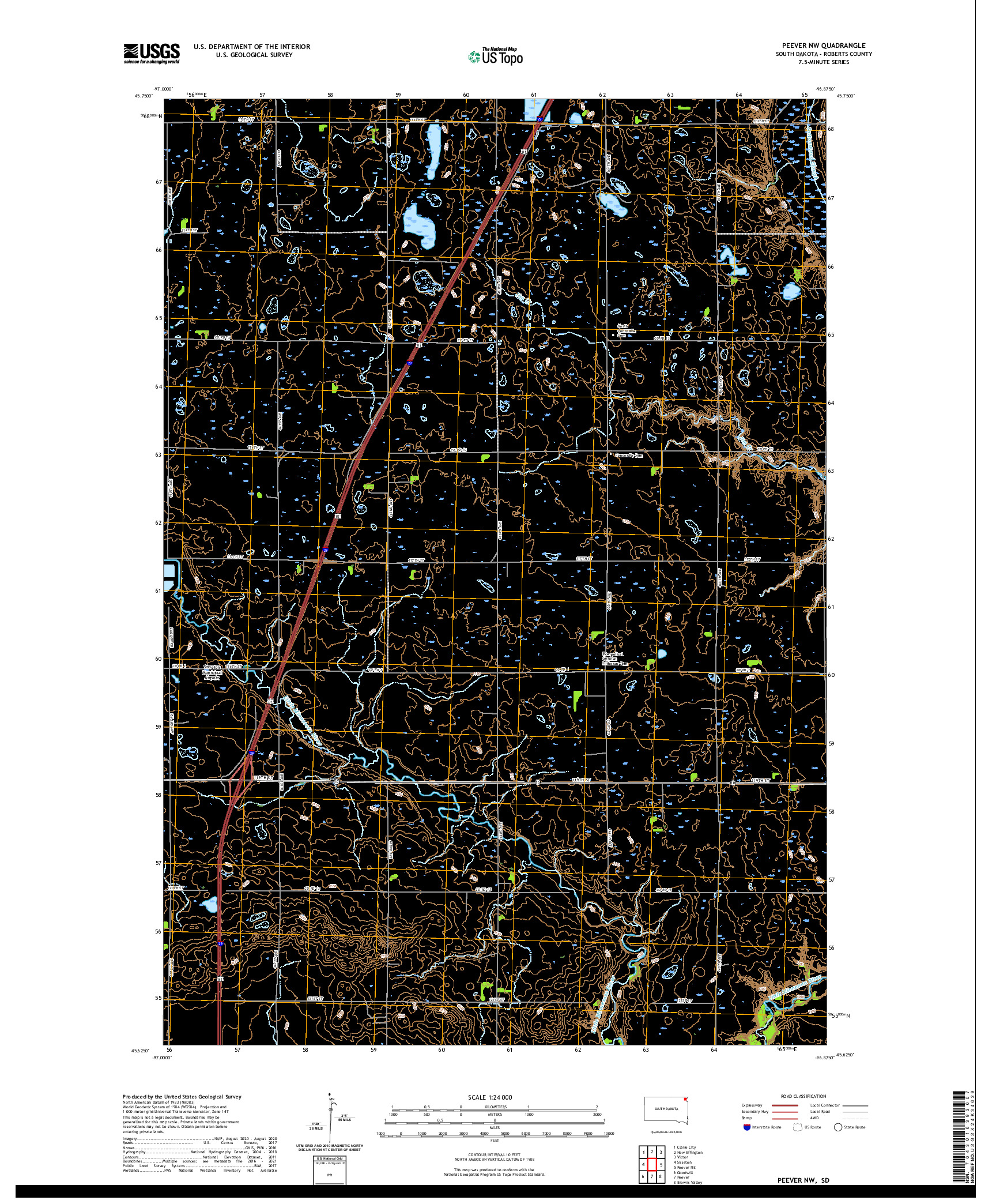 USGS US TOPO 7.5-MINUTE MAP FOR PEEVER NW, SD 2021