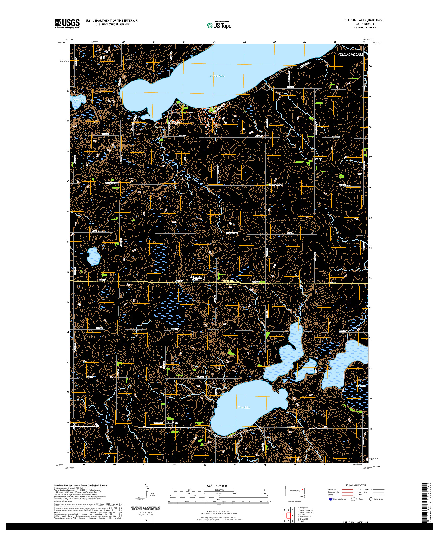 USGS US TOPO 7.5-MINUTE MAP FOR PELICAN LAKE, SD 2021