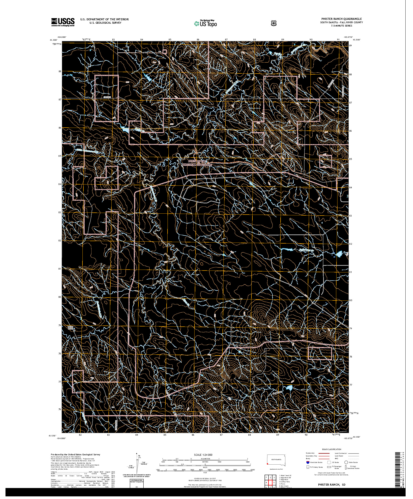 USGS US TOPO 7.5-MINUTE MAP FOR PHISTER RANCH, SD 2021