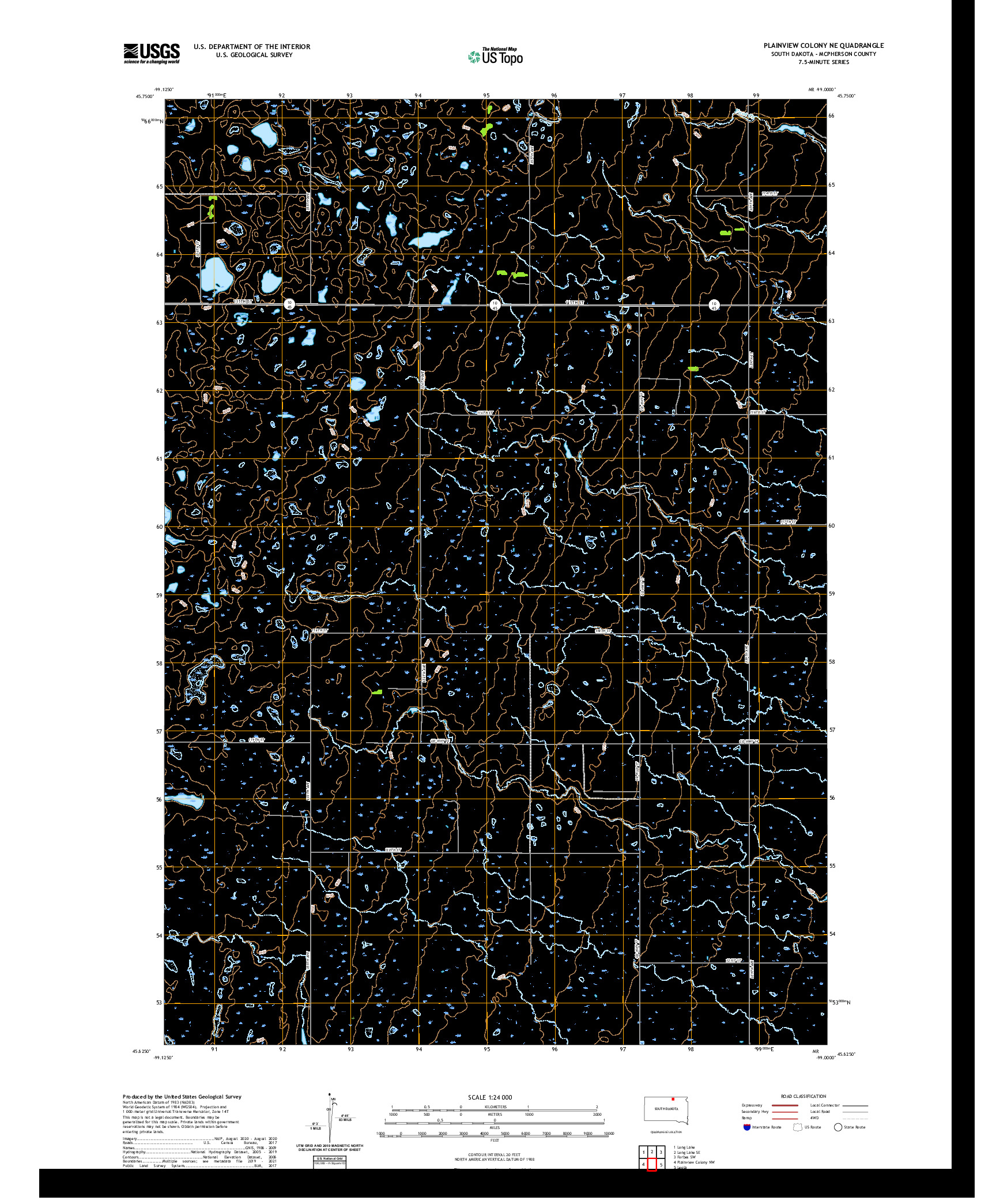 USGS US TOPO 7.5-MINUTE MAP FOR PLAINVIEW COLONY NE, SD 2021