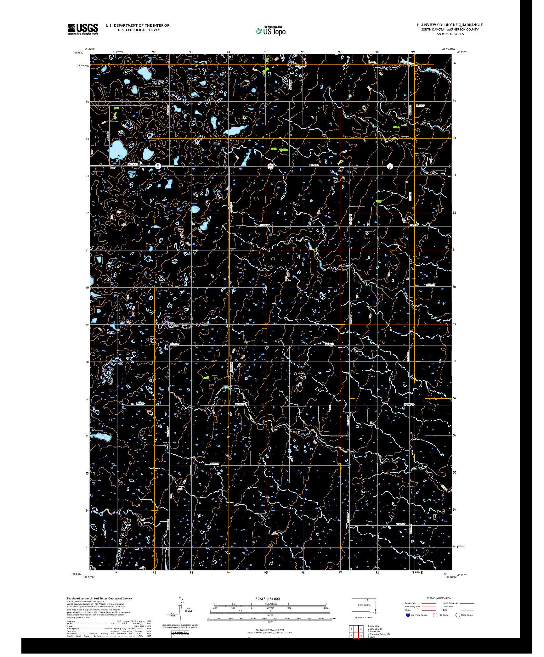 USGS US TOPO 7.5-MINUTE MAP FOR PLAINVIEW COLONY NE, SD 2021