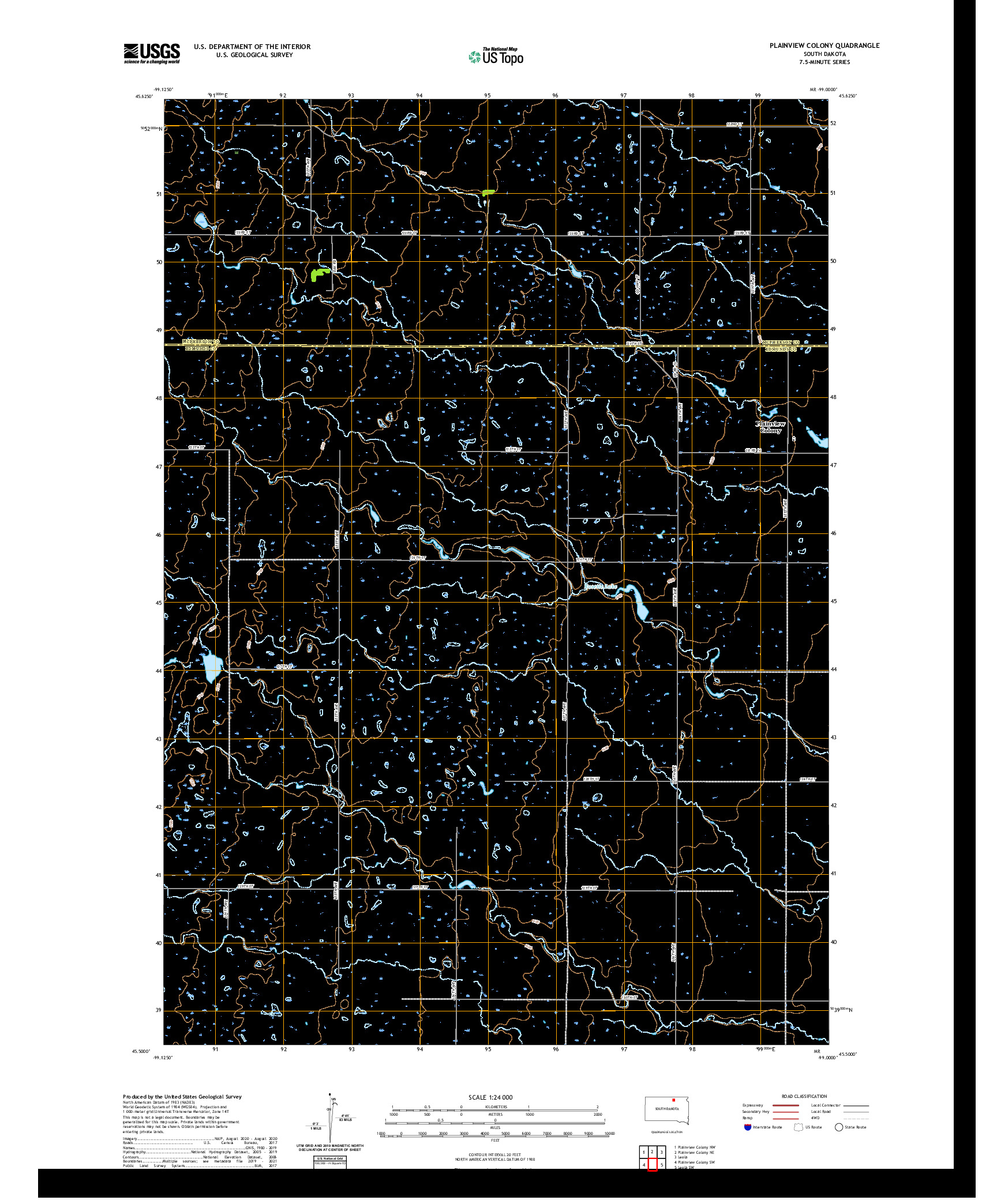 USGS US TOPO 7.5-MINUTE MAP FOR PLAINVIEW COLONY, SD 2021
