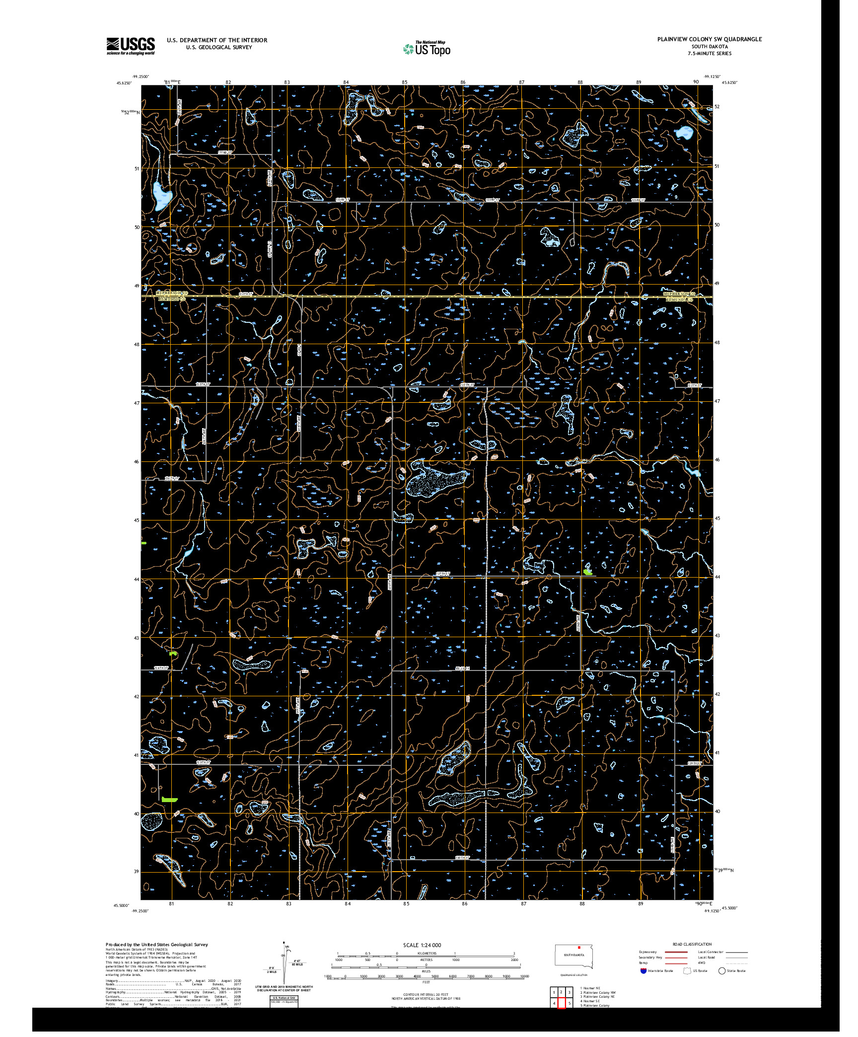 USGS US TOPO 7.5-MINUTE MAP FOR PLAINVIEW COLONY SW, SD 2021