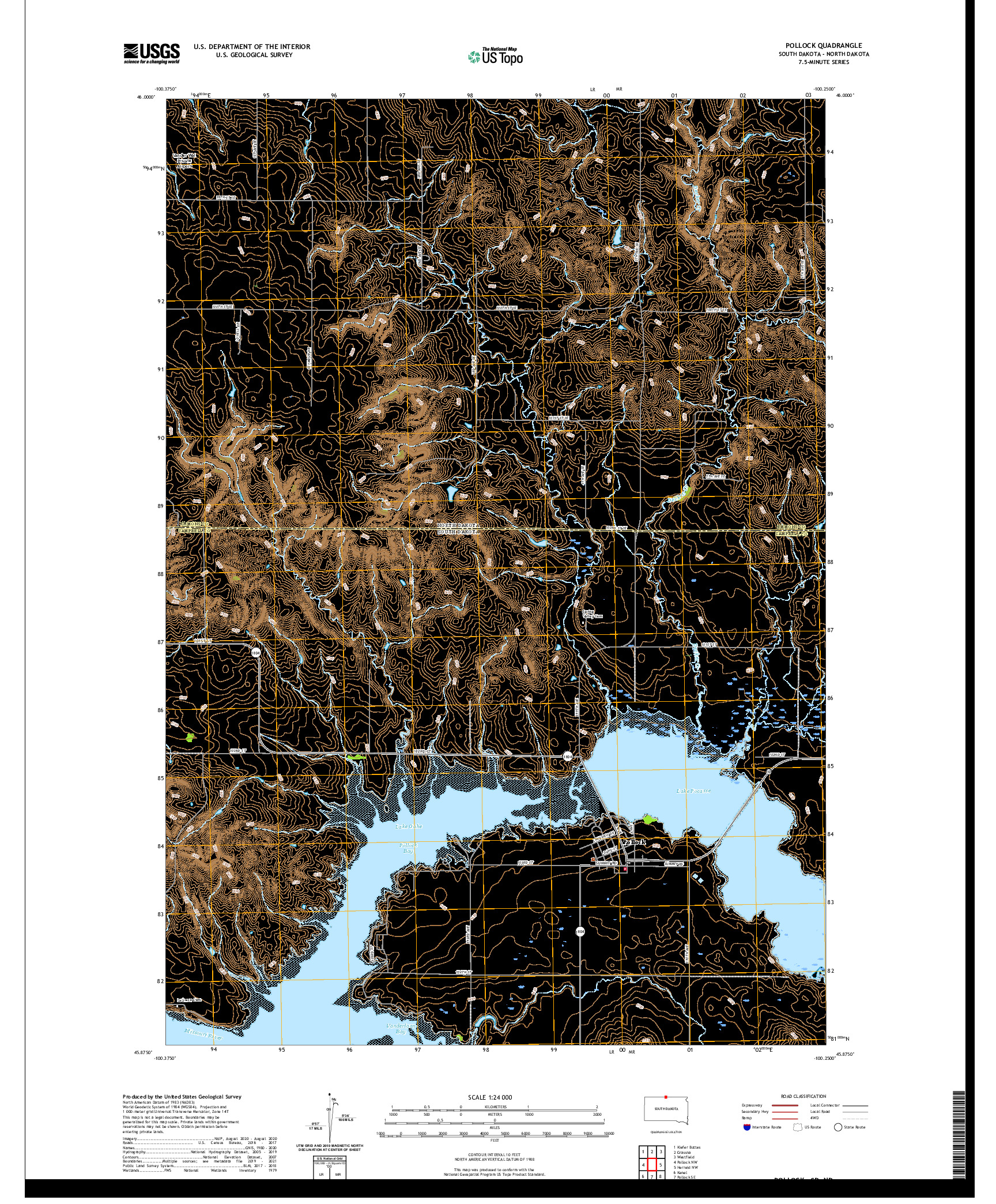 USGS US TOPO 7.5-MINUTE MAP FOR POLLOCK, SD,ND 2021