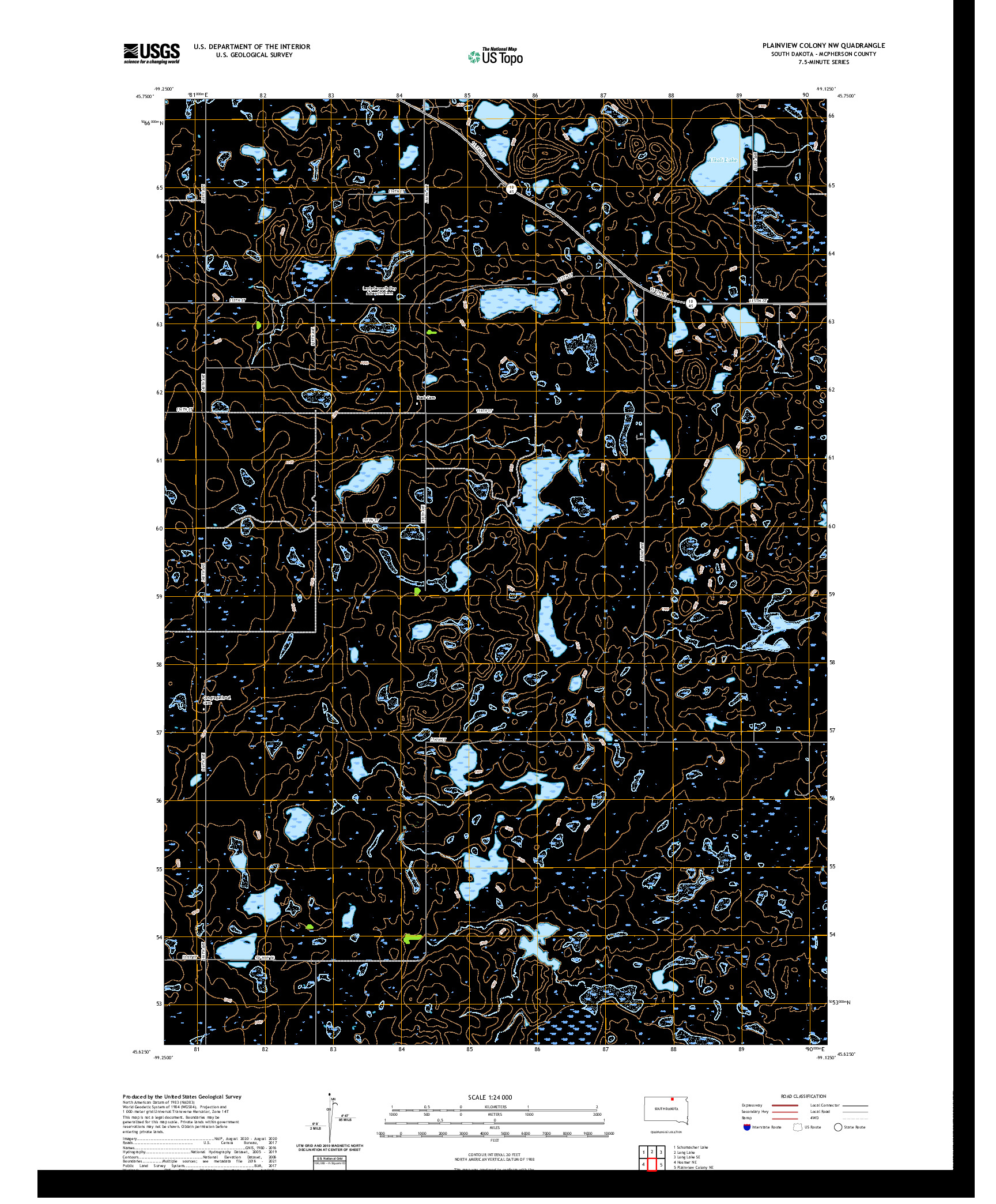 USGS US TOPO 7.5-MINUTE MAP FOR PLAINVIEW COLONY NW, SD 2021