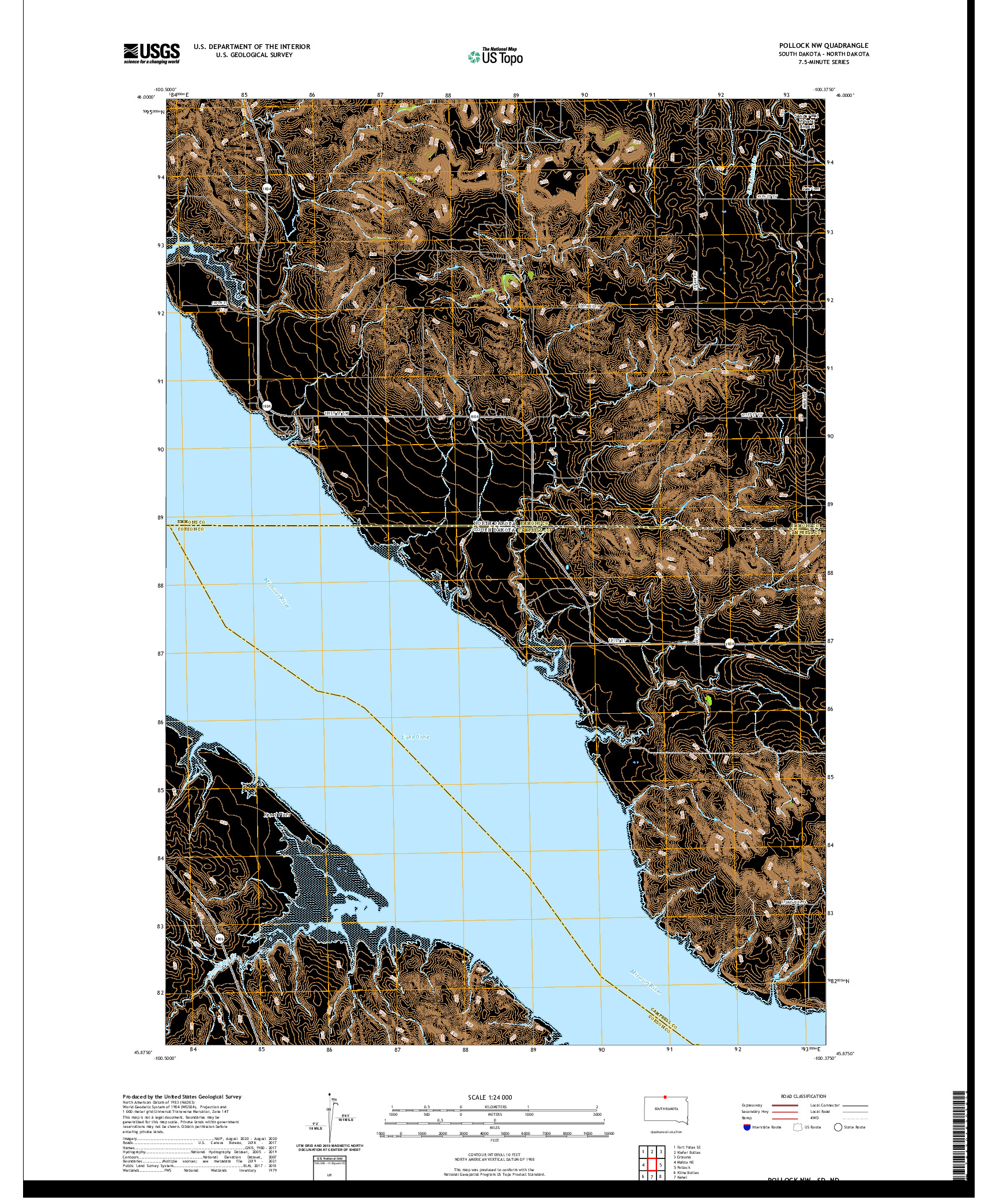 USGS US TOPO 7.5-MINUTE MAP FOR POLLOCK NW, SD,ND 2021