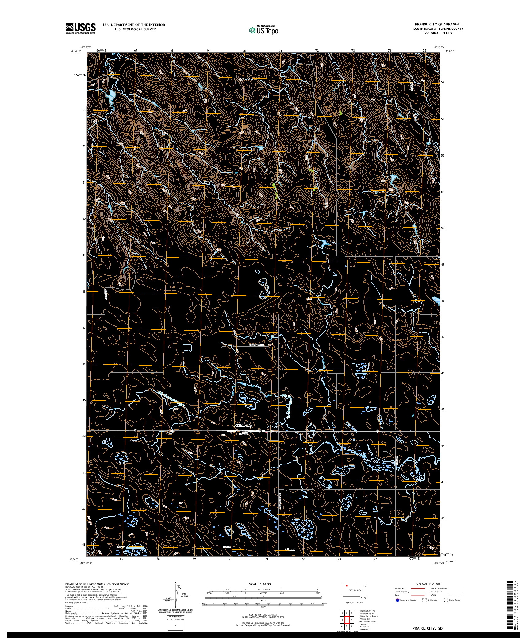 USGS US TOPO 7.5-MINUTE MAP FOR PRAIRIE CITY, SD 2021