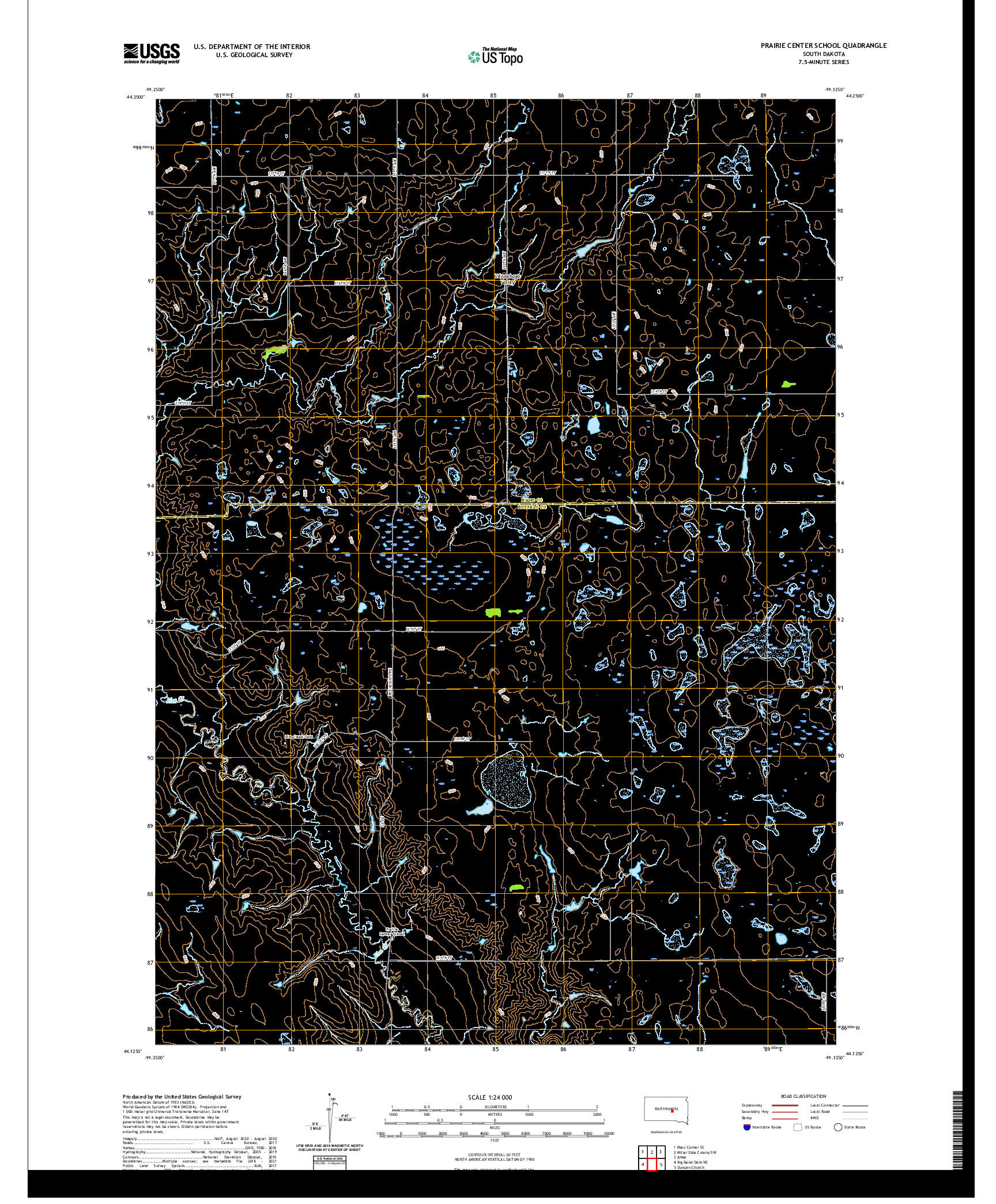 USGS US TOPO 7.5-MINUTE MAP FOR PRAIRIE CENTER SCHOOL, SD 2021