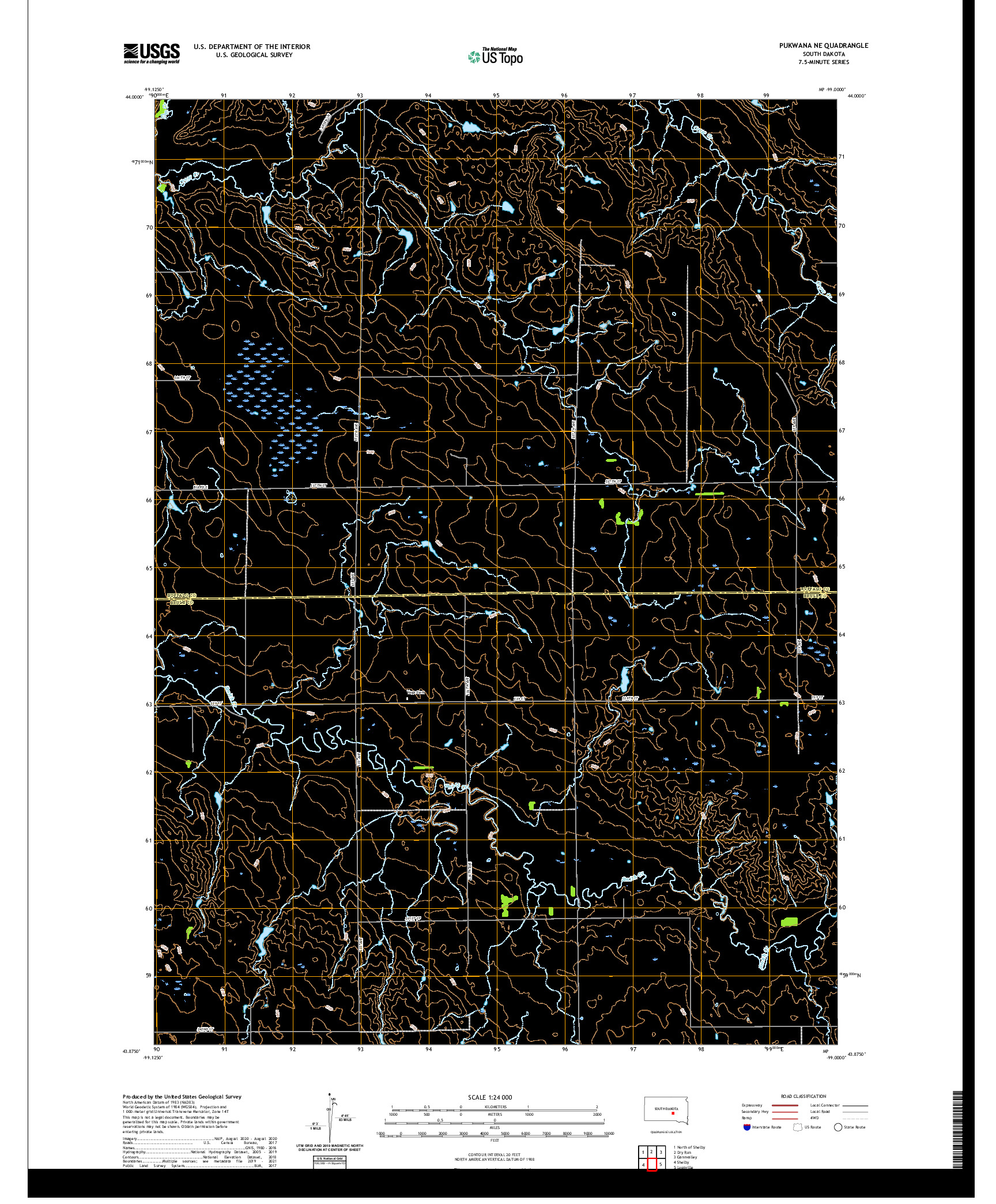 USGS US TOPO 7.5-MINUTE MAP FOR PUKWANA NE, SD 2021