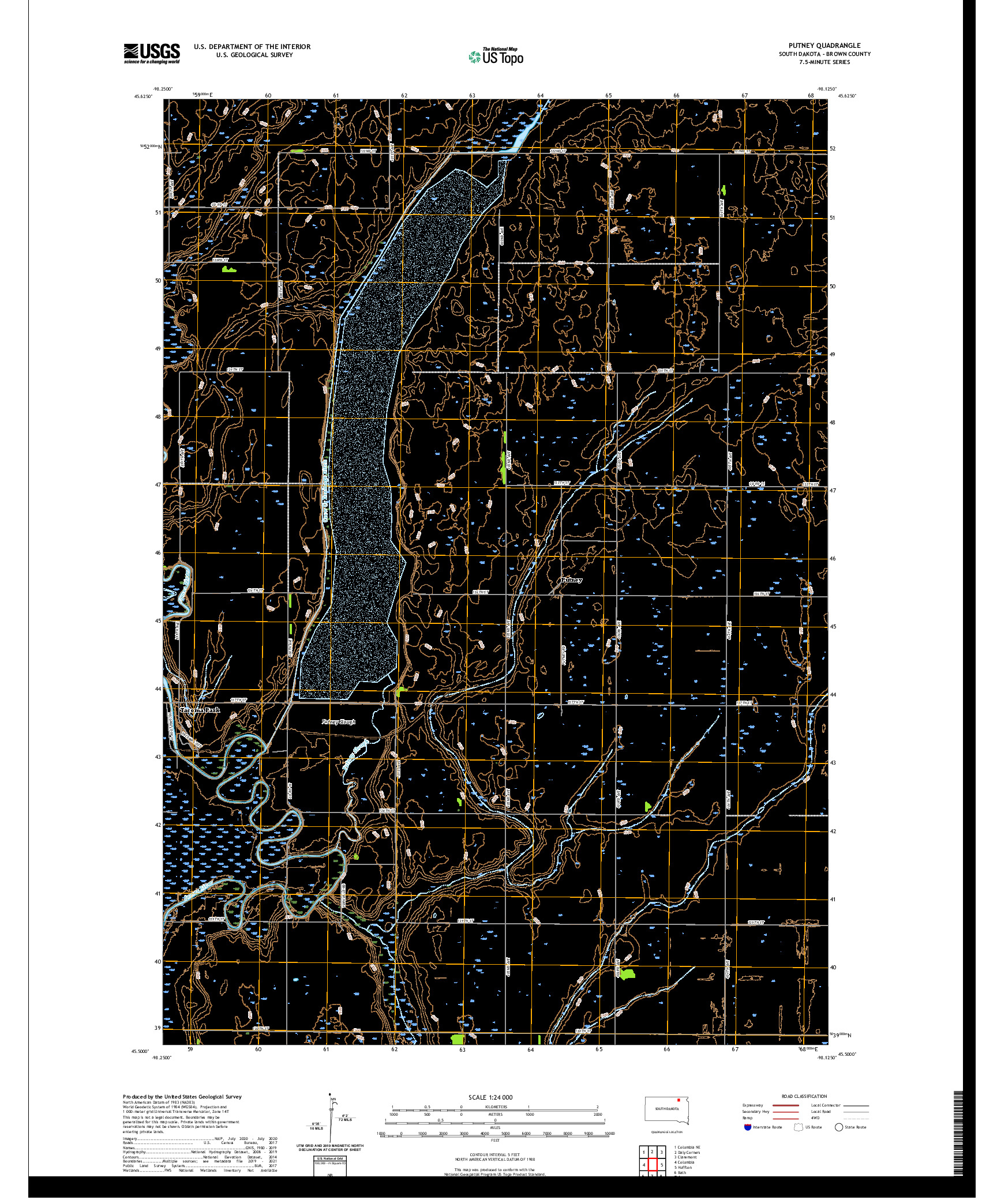 USGS US TOPO 7.5-MINUTE MAP FOR PUTNEY, SD 2021