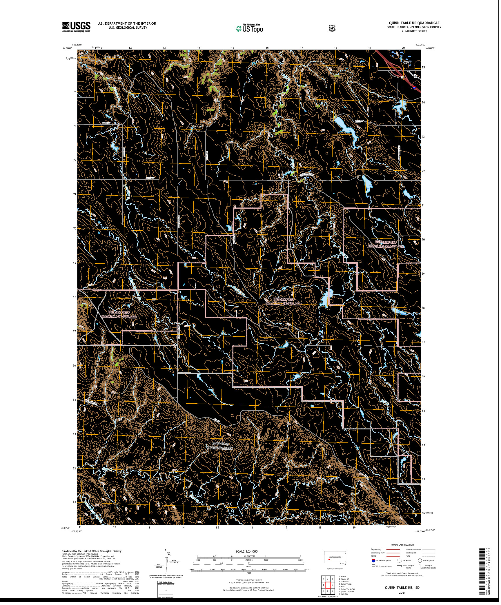 USGS US TOPO 7.5-MINUTE MAP FOR QUINN TABLE NE, SD 2021