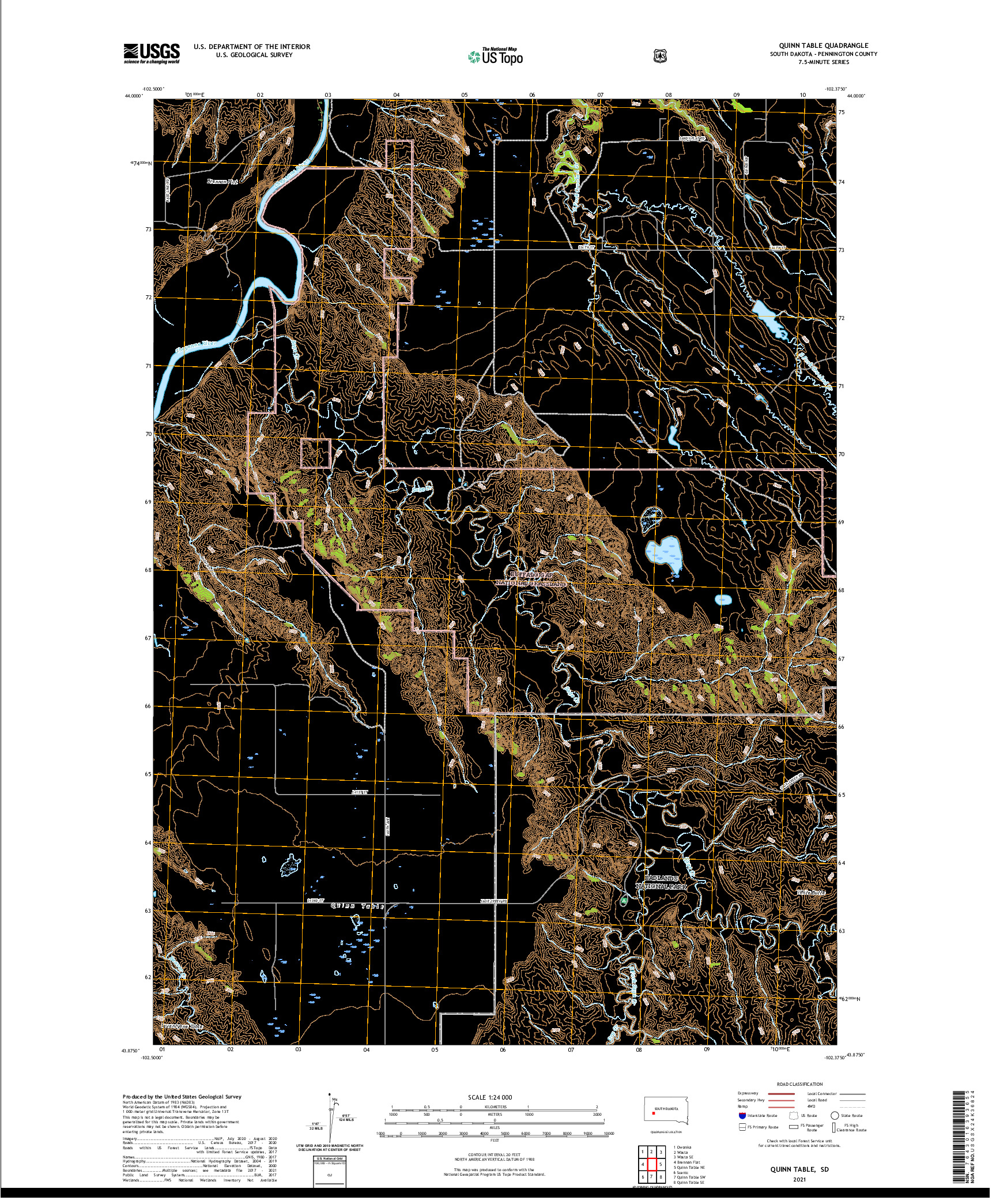 USGS US TOPO 7.5-MINUTE MAP FOR QUINN TABLE, SD 2021