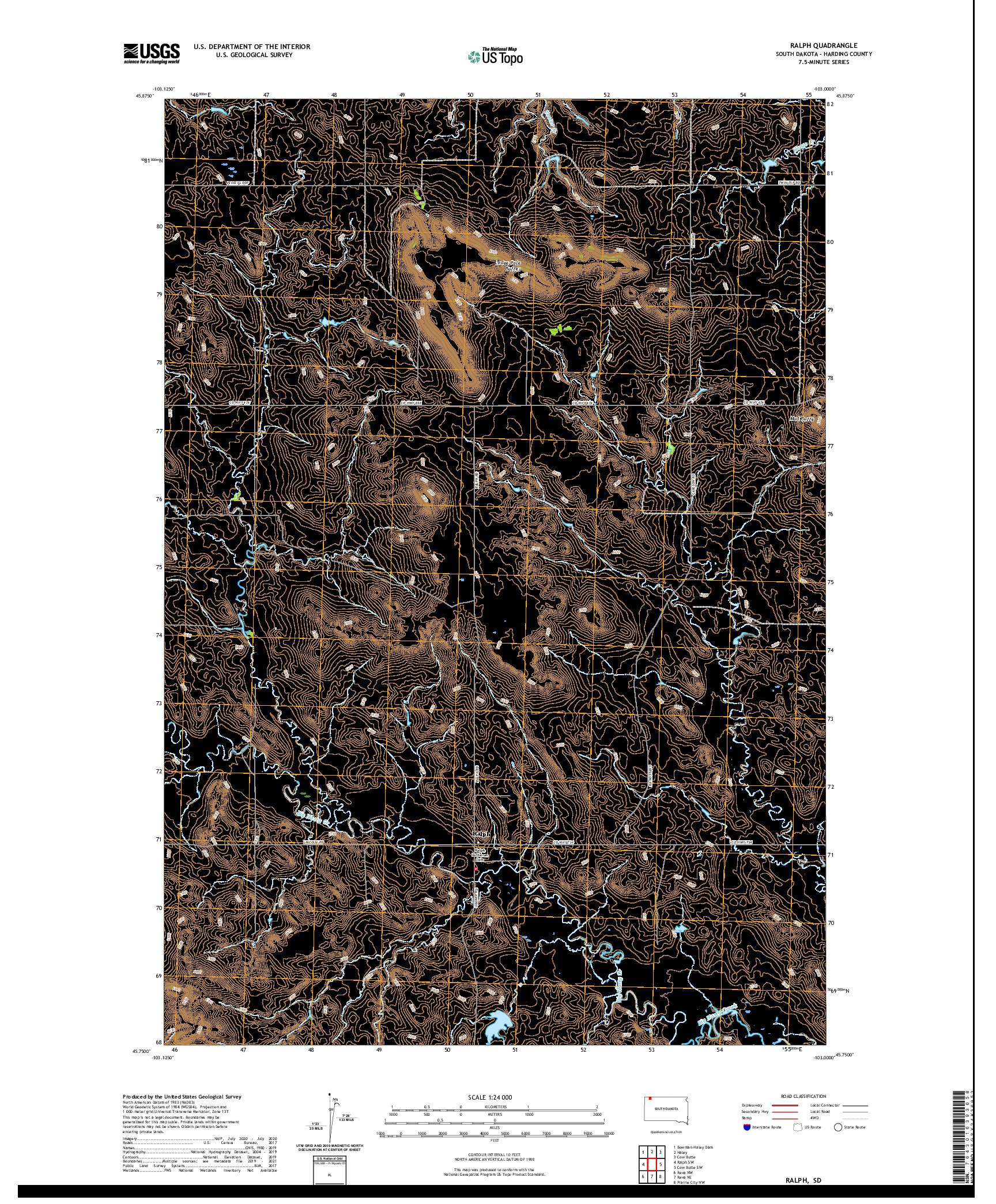 USGS US TOPO 7.5-MINUTE MAP FOR RALPH, SD 2021