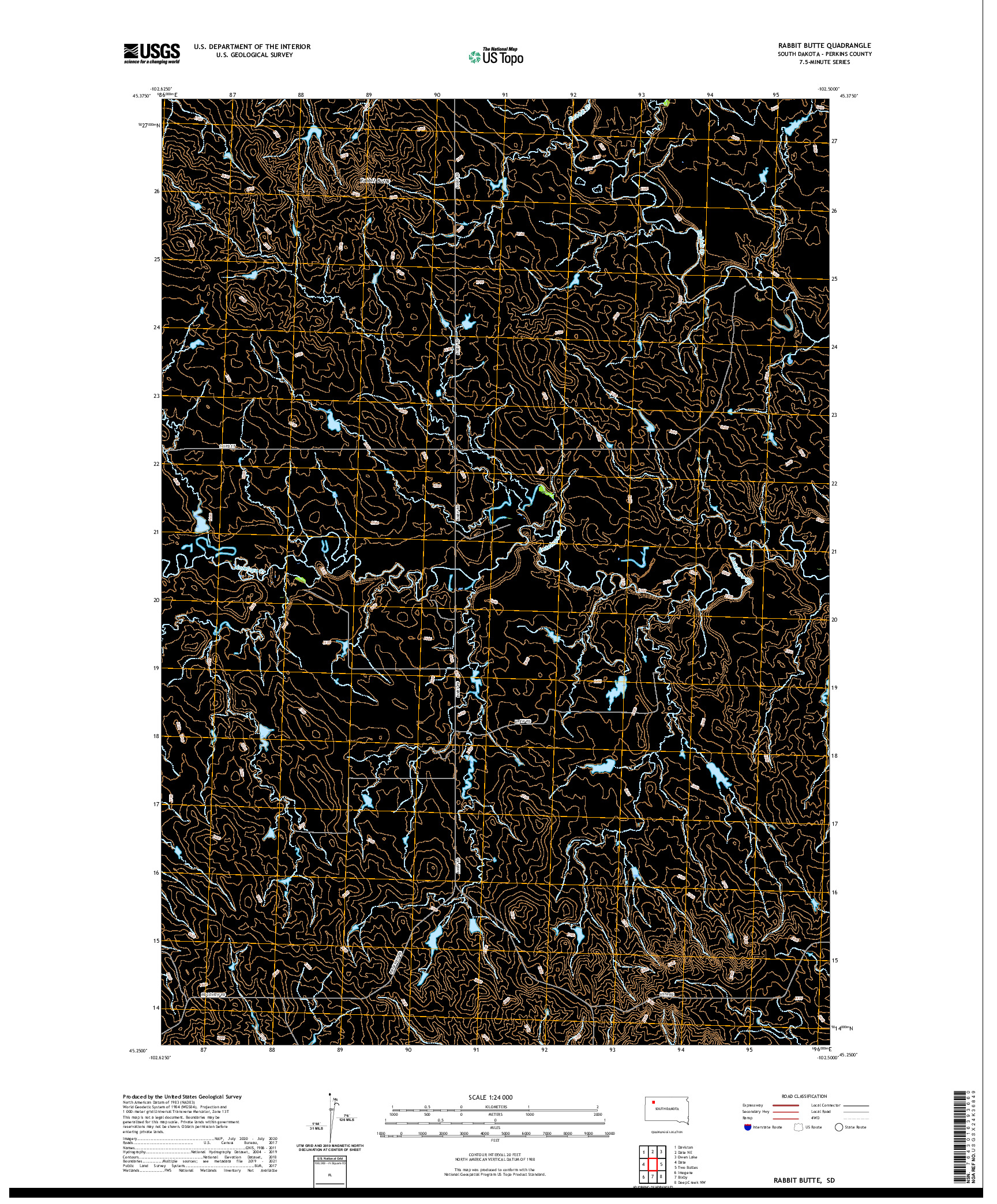 USGS US TOPO 7.5-MINUTE MAP FOR RABBIT BUTTE, SD 2021