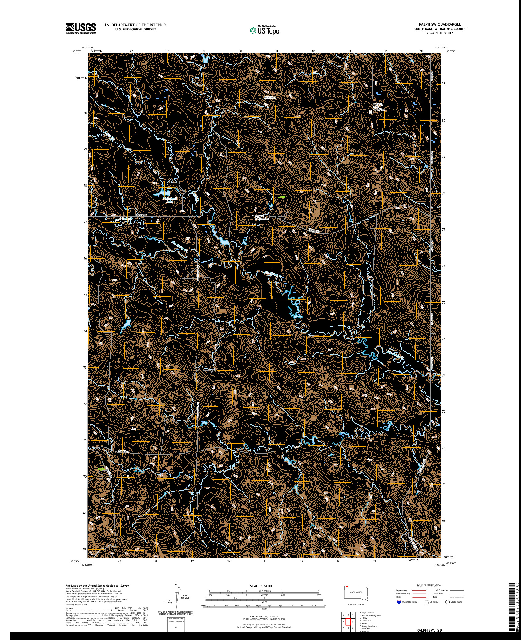 USGS US TOPO 7.5-MINUTE MAP FOR RALPH SW, SD 2021