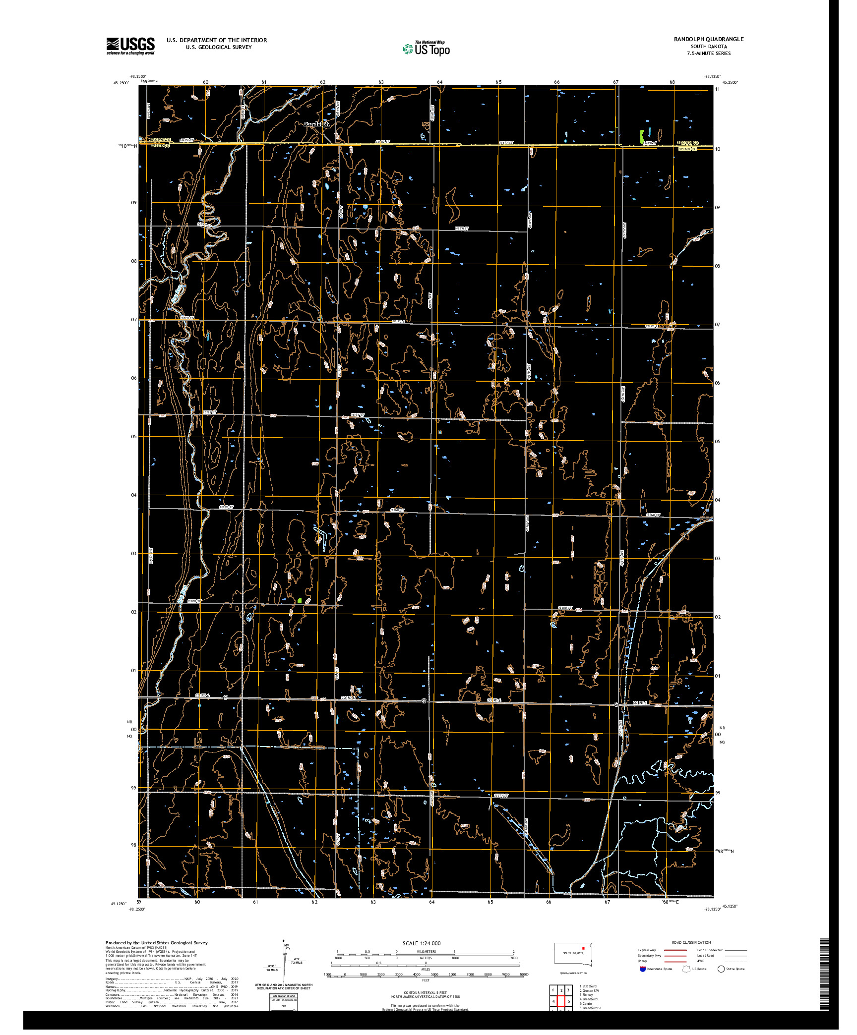 USGS US TOPO 7.5-MINUTE MAP FOR RANDOLPH, SD 2021