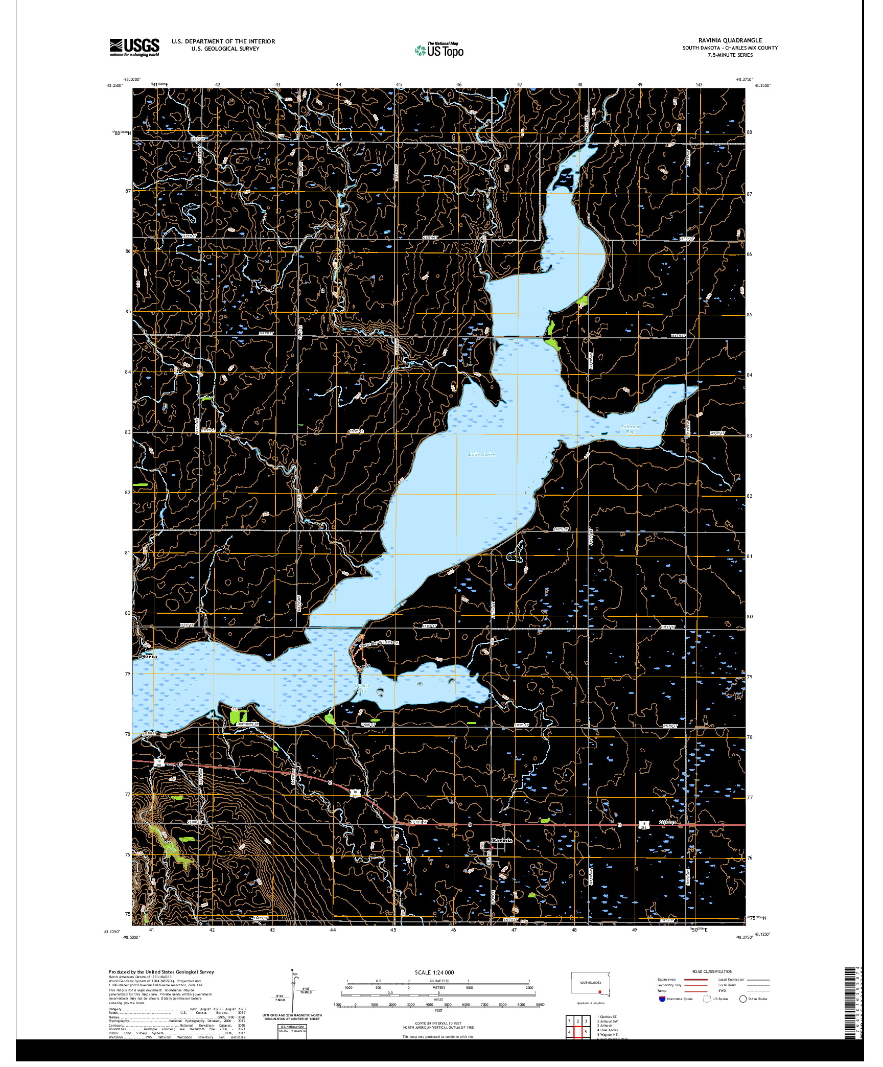 USGS US TOPO 7.5-MINUTE MAP FOR RAVINIA, SD 2021