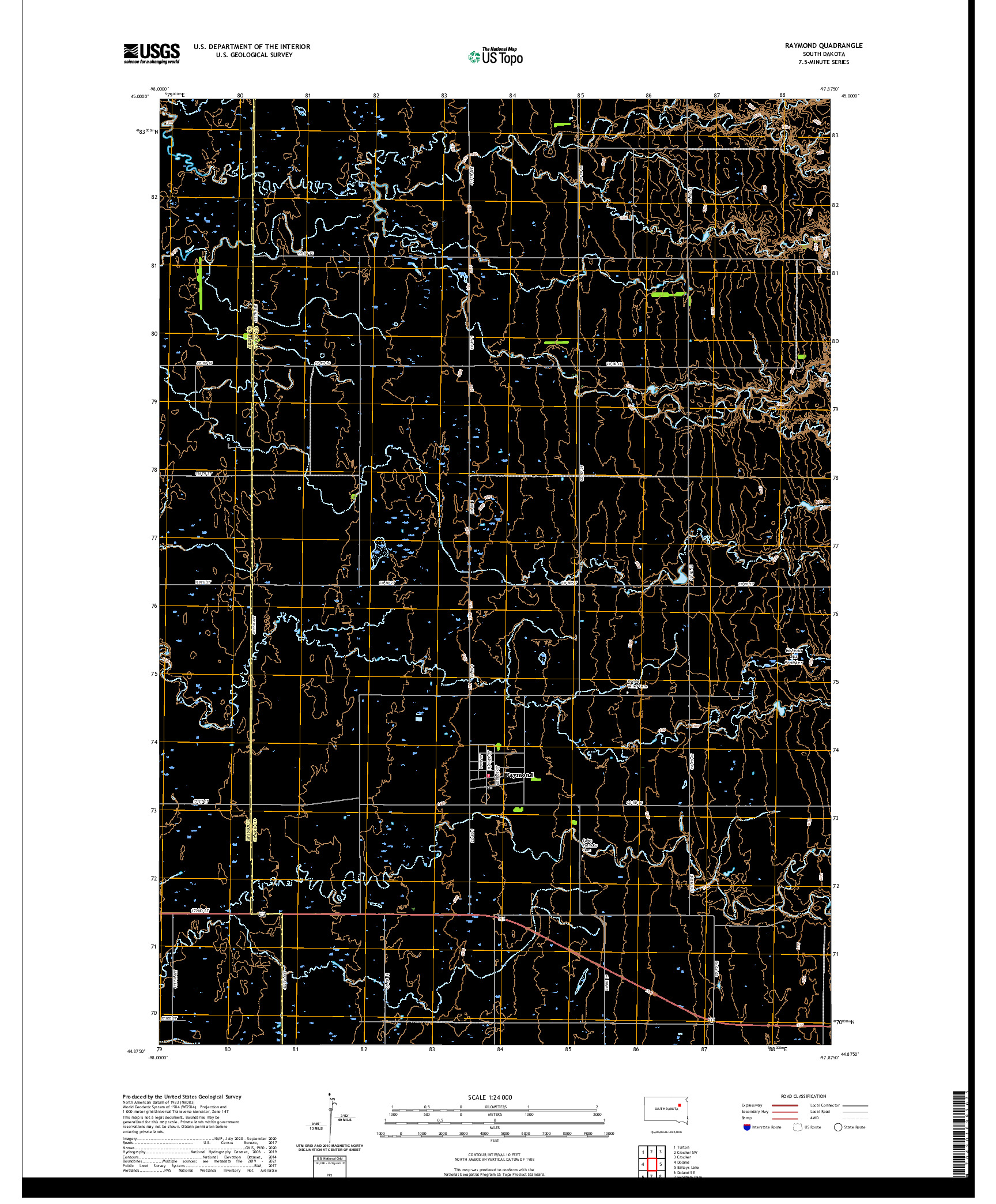 USGS US TOPO 7.5-MINUTE MAP FOR RAYMOND, SD 2021