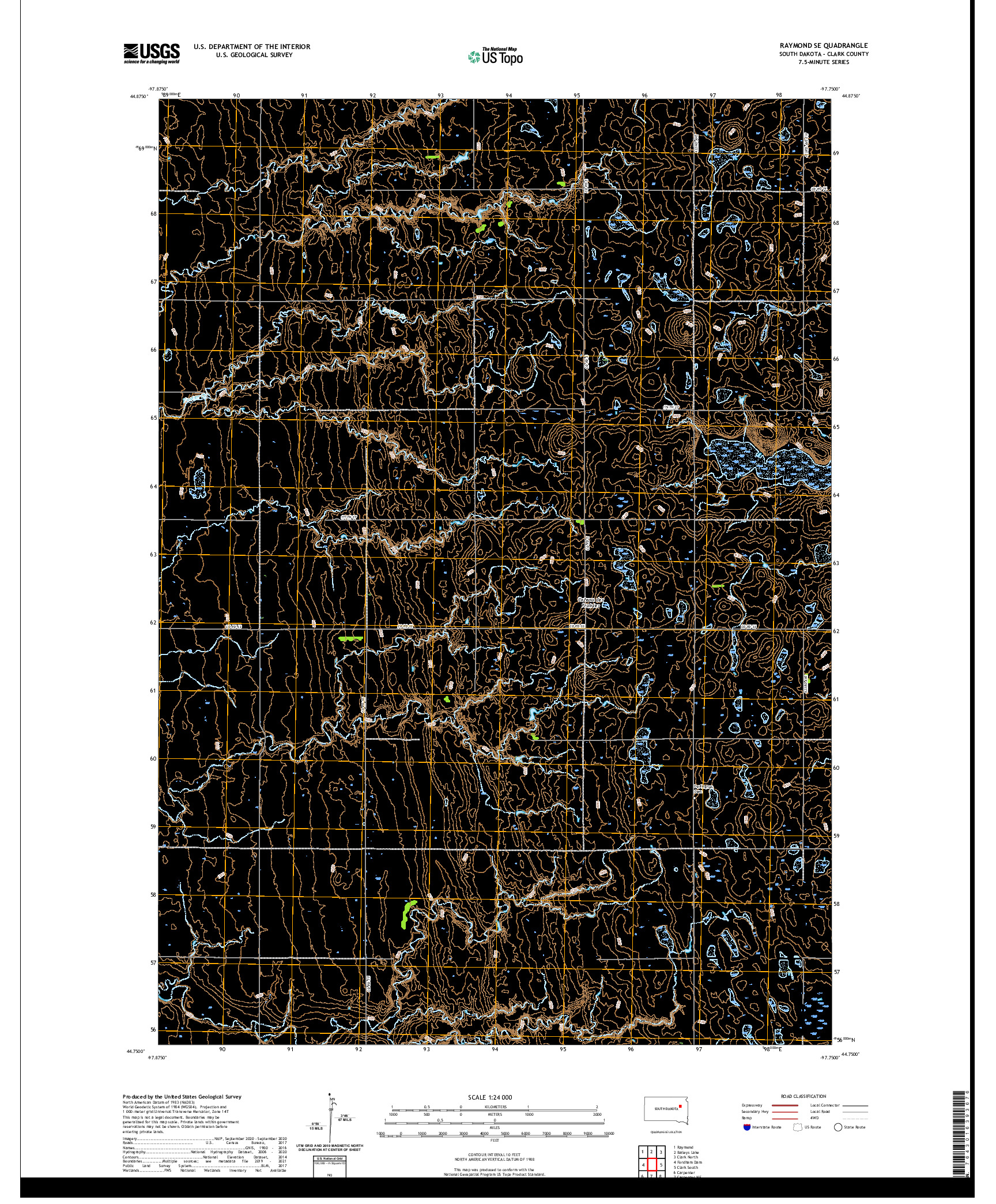 USGS US TOPO 7.5-MINUTE MAP FOR RAYMOND SE, SD 2021