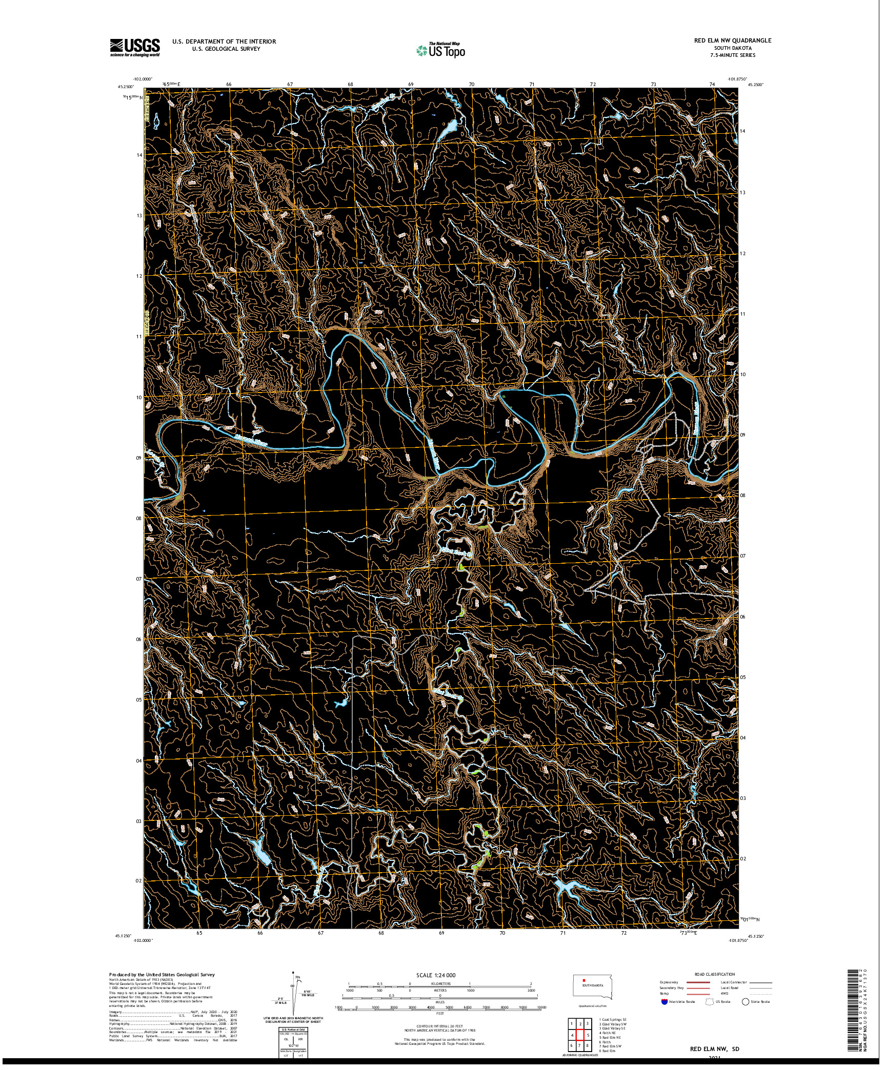 USGS US TOPO 7.5-MINUTE MAP FOR RED ELM NW, SD 2021