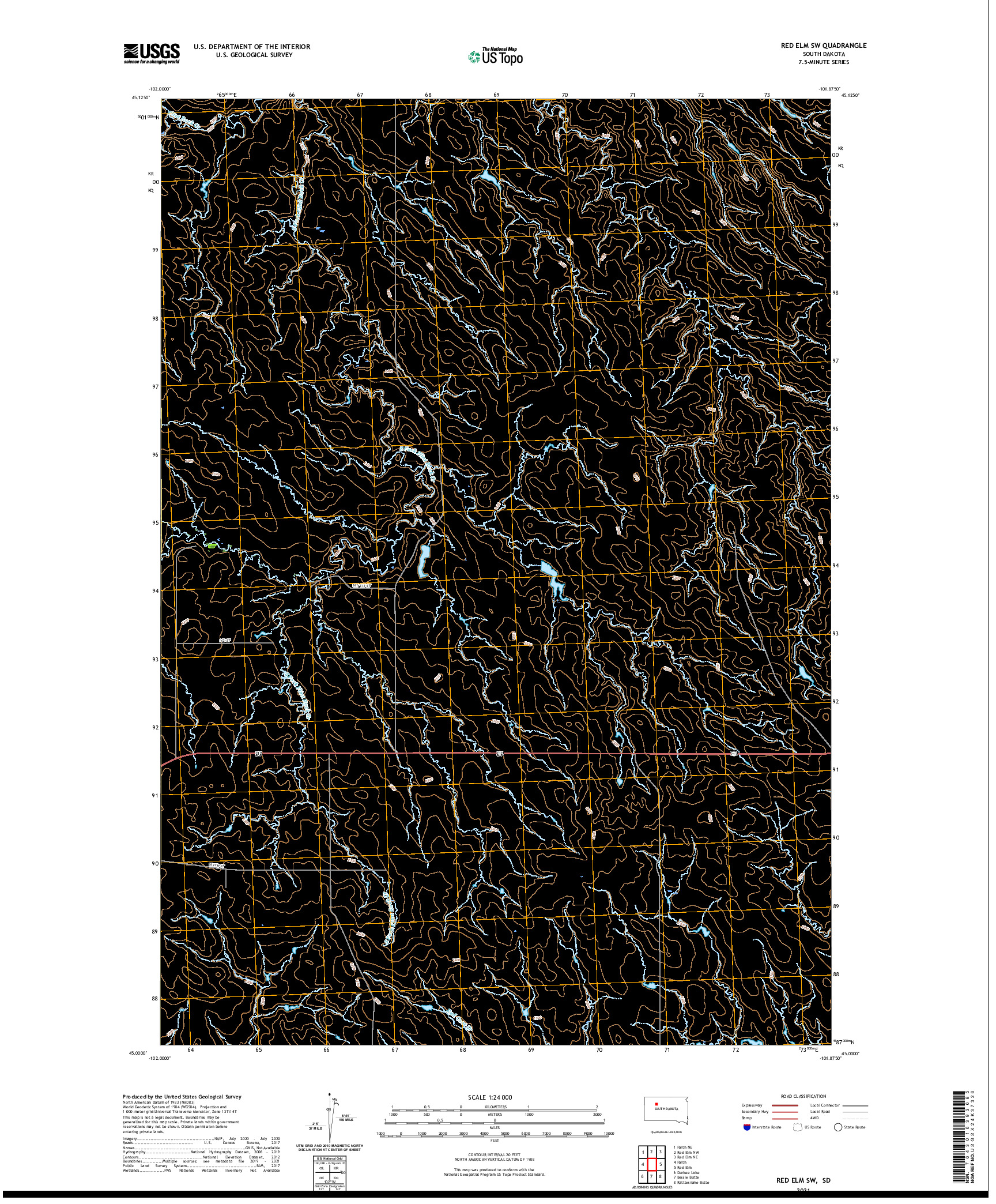 USGS US TOPO 7.5-MINUTE MAP FOR RED ELM SW, SD 2021