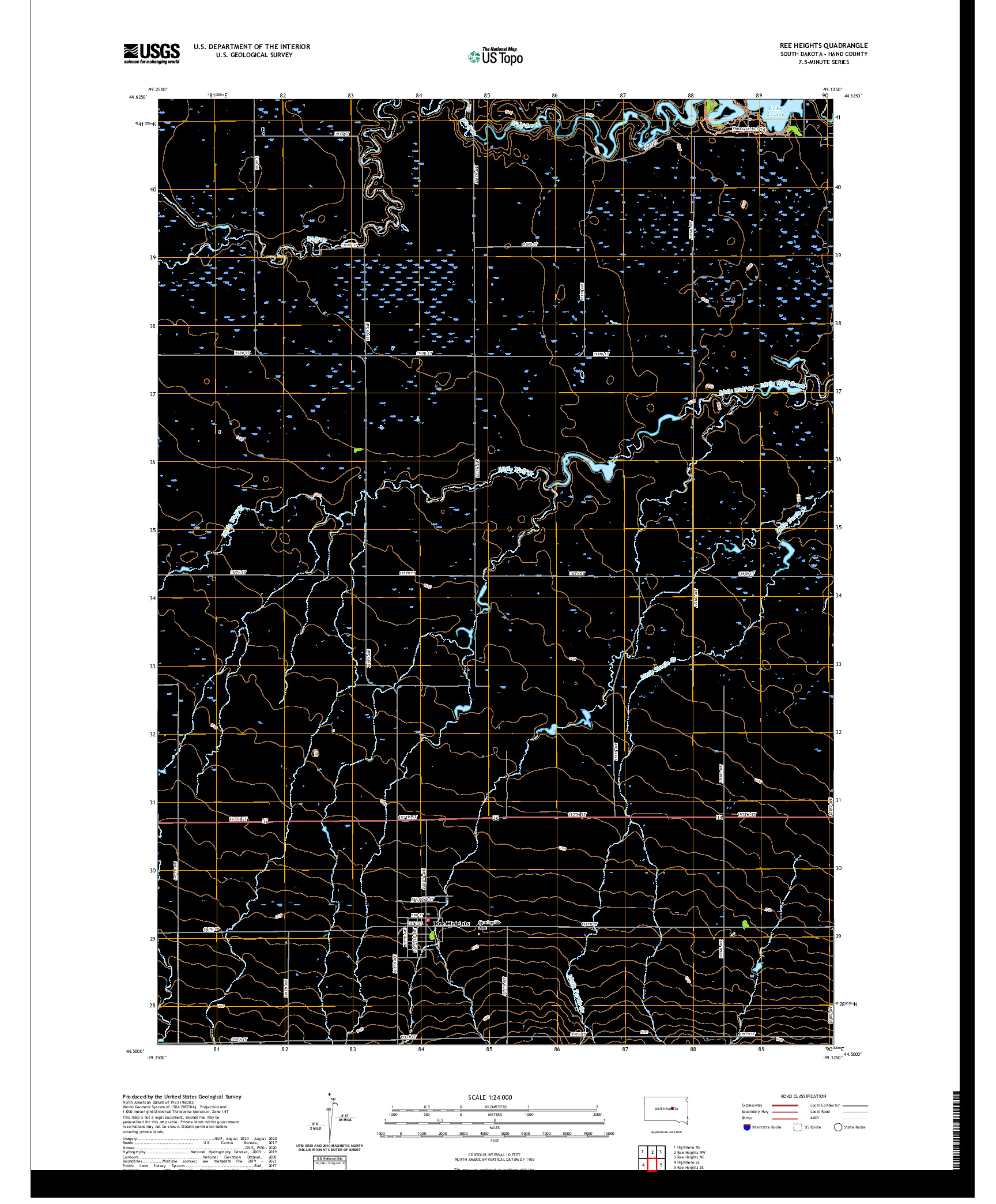 USGS US TOPO 7.5-MINUTE MAP FOR REE HEIGHTS, SD 2021