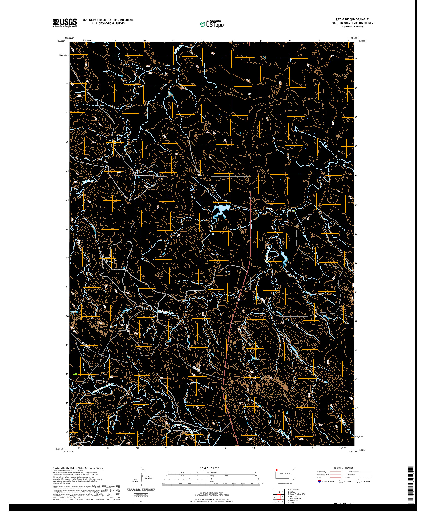 USGS US TOPO 7.5-MINUTE MAP FOR REDIG NE, SD 2021