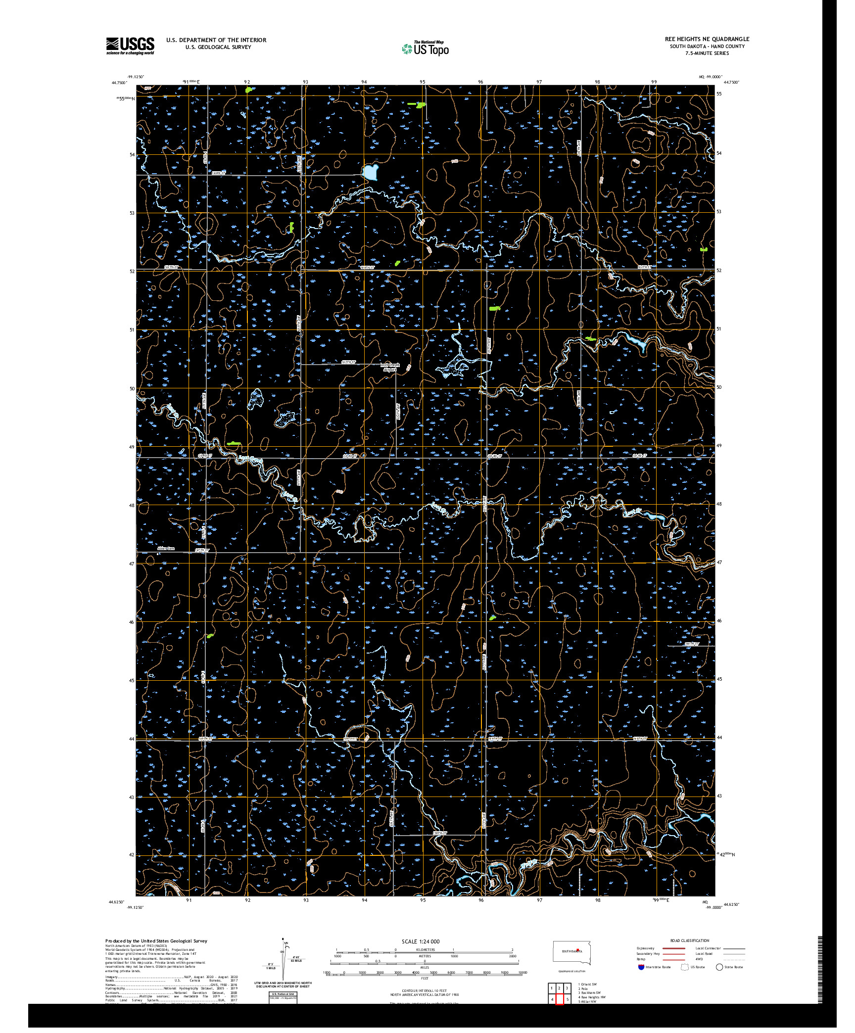 USGS US TOPO 7.5-MINUTE MAP FOR REE HEIGHTS NE, SD 2021