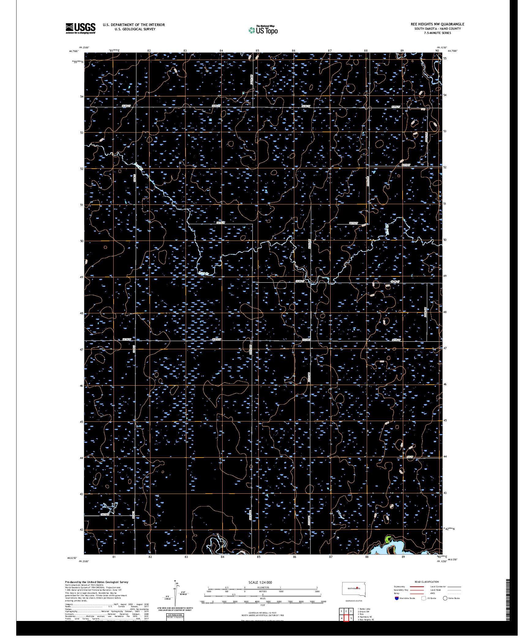 USGS US TOPO 7.5-MINUTE MAP FOR REE HEIGHTS NW, SD 2021