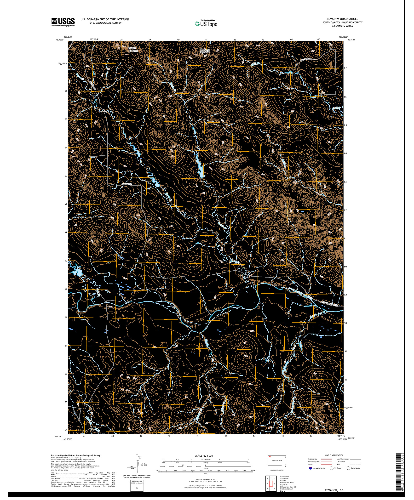 USGS US TOPO 7.5-MINUTE MAP FOR REVA NW, SD 2021