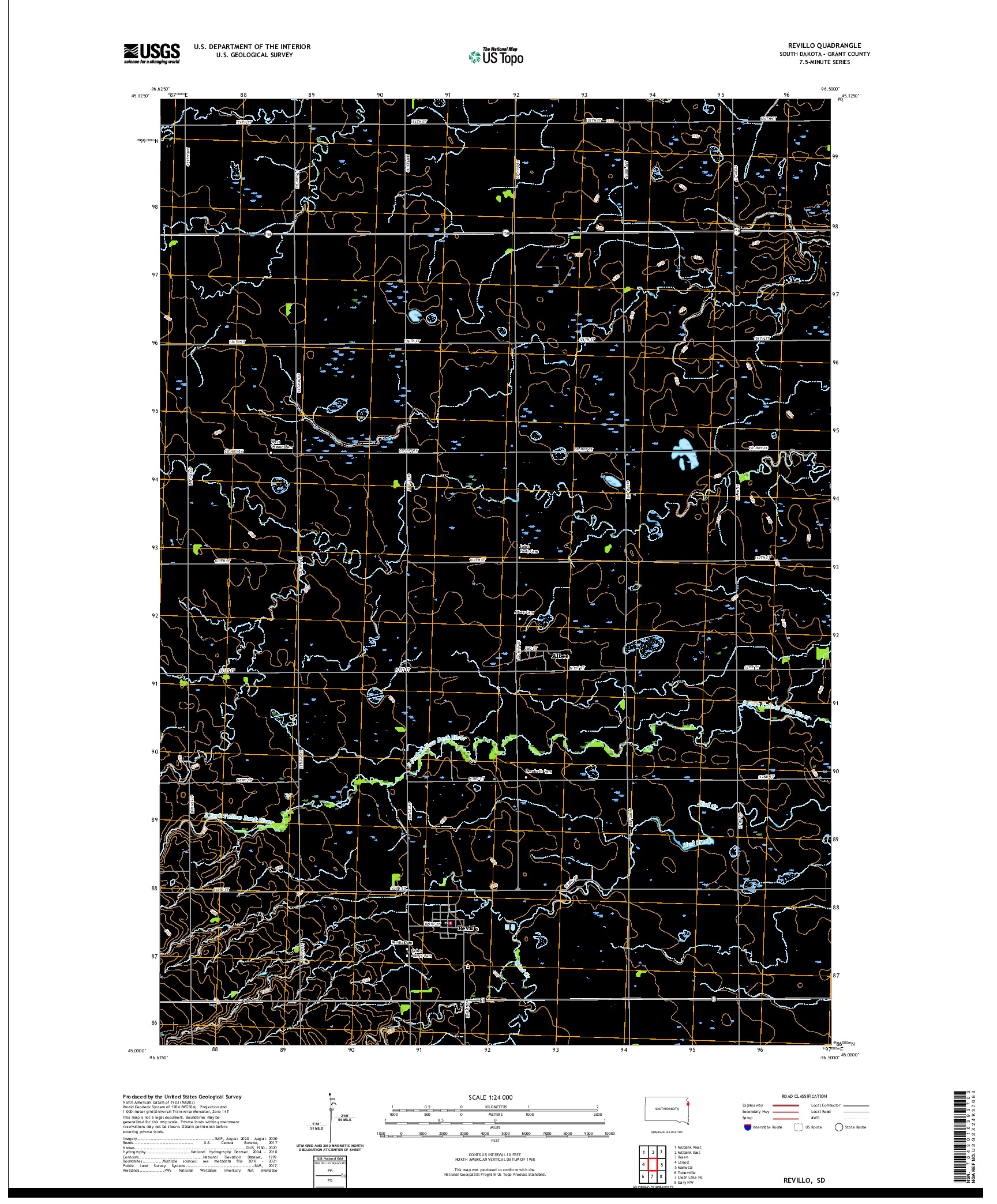 USGS US TOPO 7.5-MINUTE MAP FOR REVILLO, SD 2021